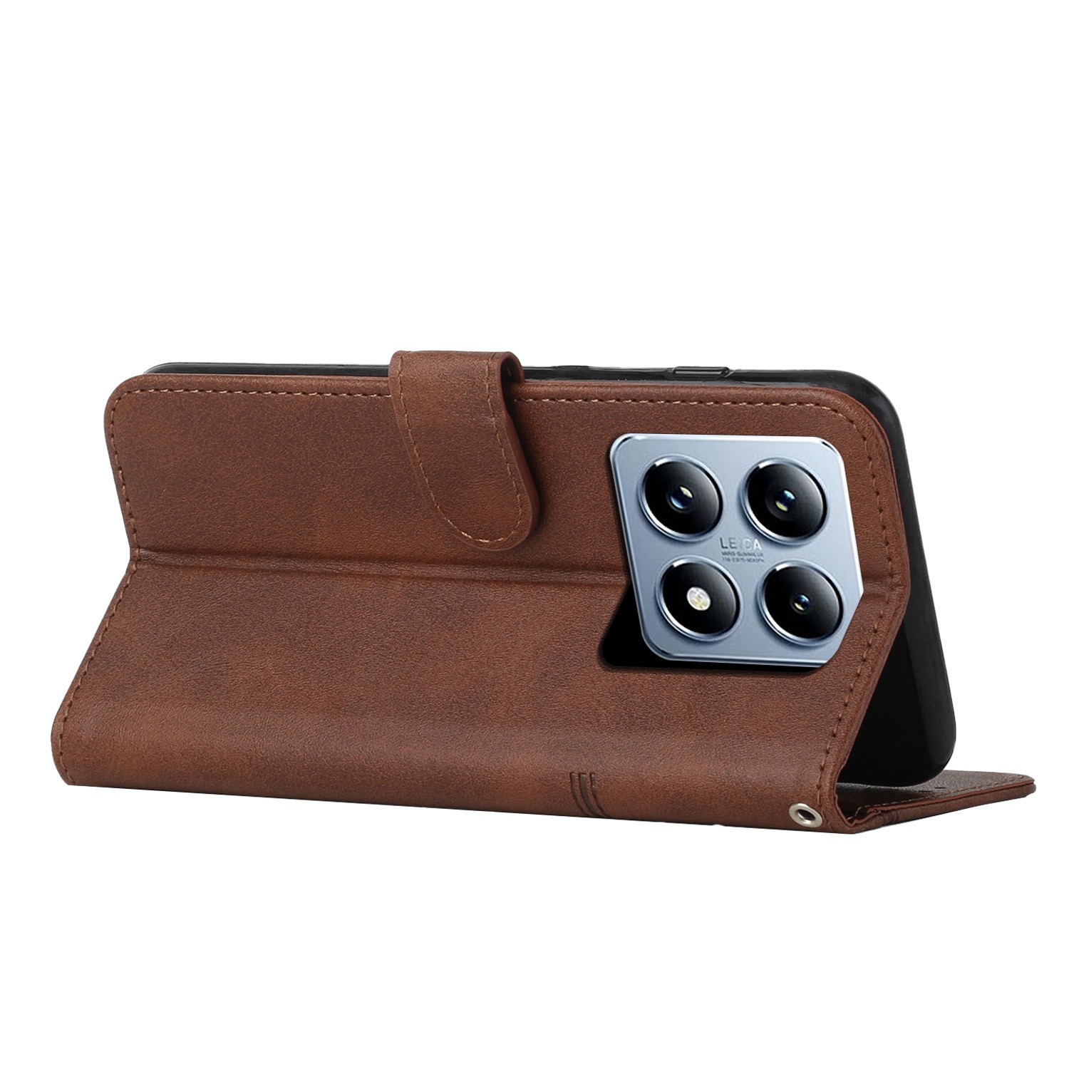 Tel1 Xiaomi 14T 5G Stitching Calf Texture Buckle Θήκη Βιβλίο - Brown