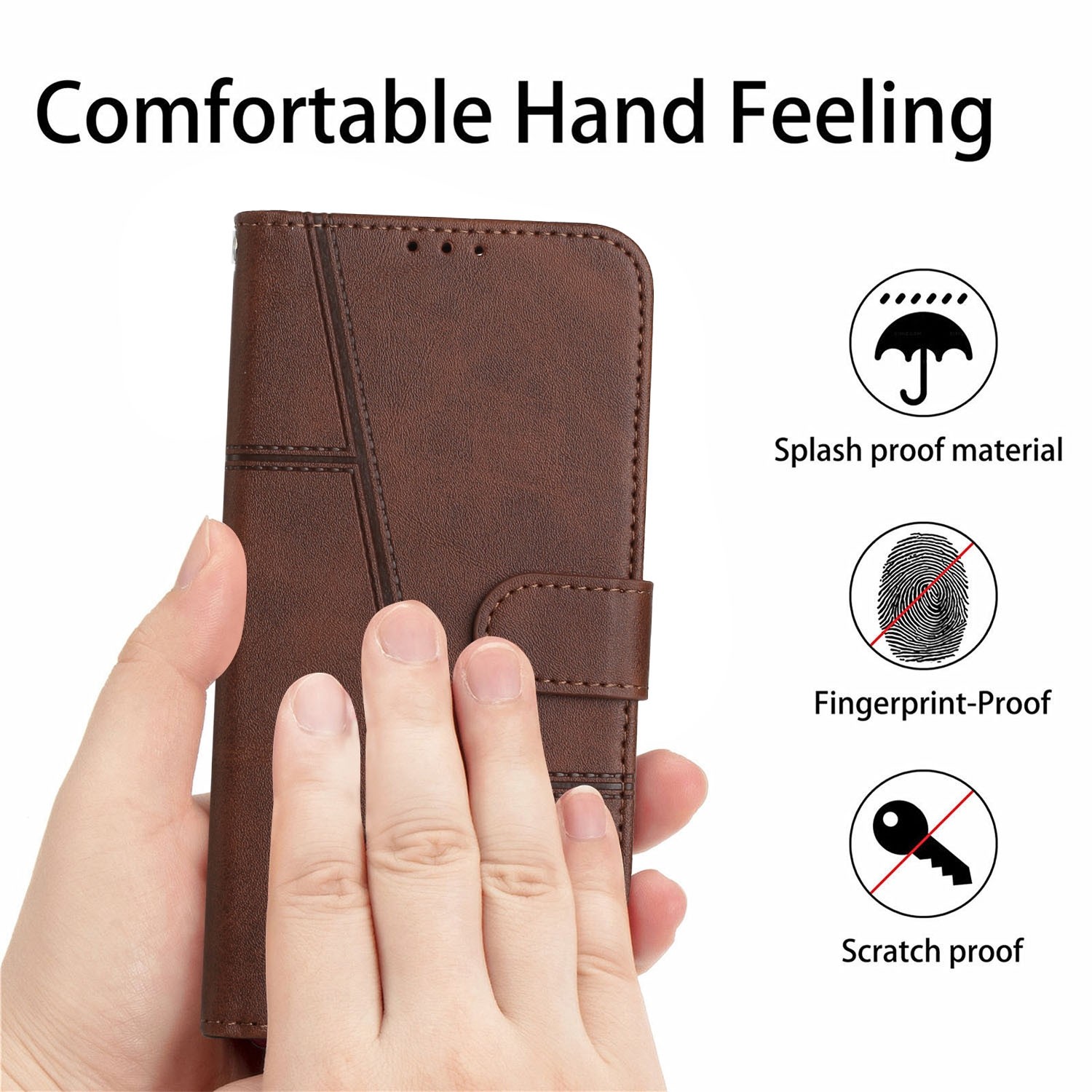 Tel1 Xiaomi 14T 5G Stitching Calf Texture Buckle Θήκη Βιβλίο - Brown