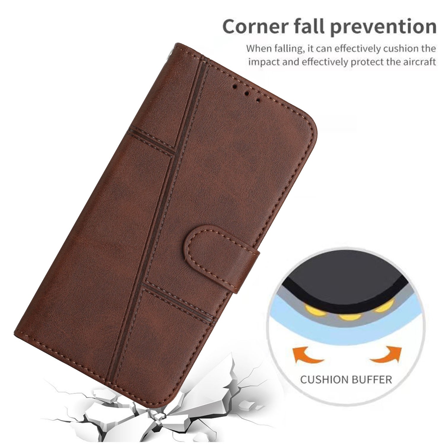 Tel1 Xiaomi 14T 5G Stitching Calf Texture Buckle Θήκη Βιβλίο - Brown