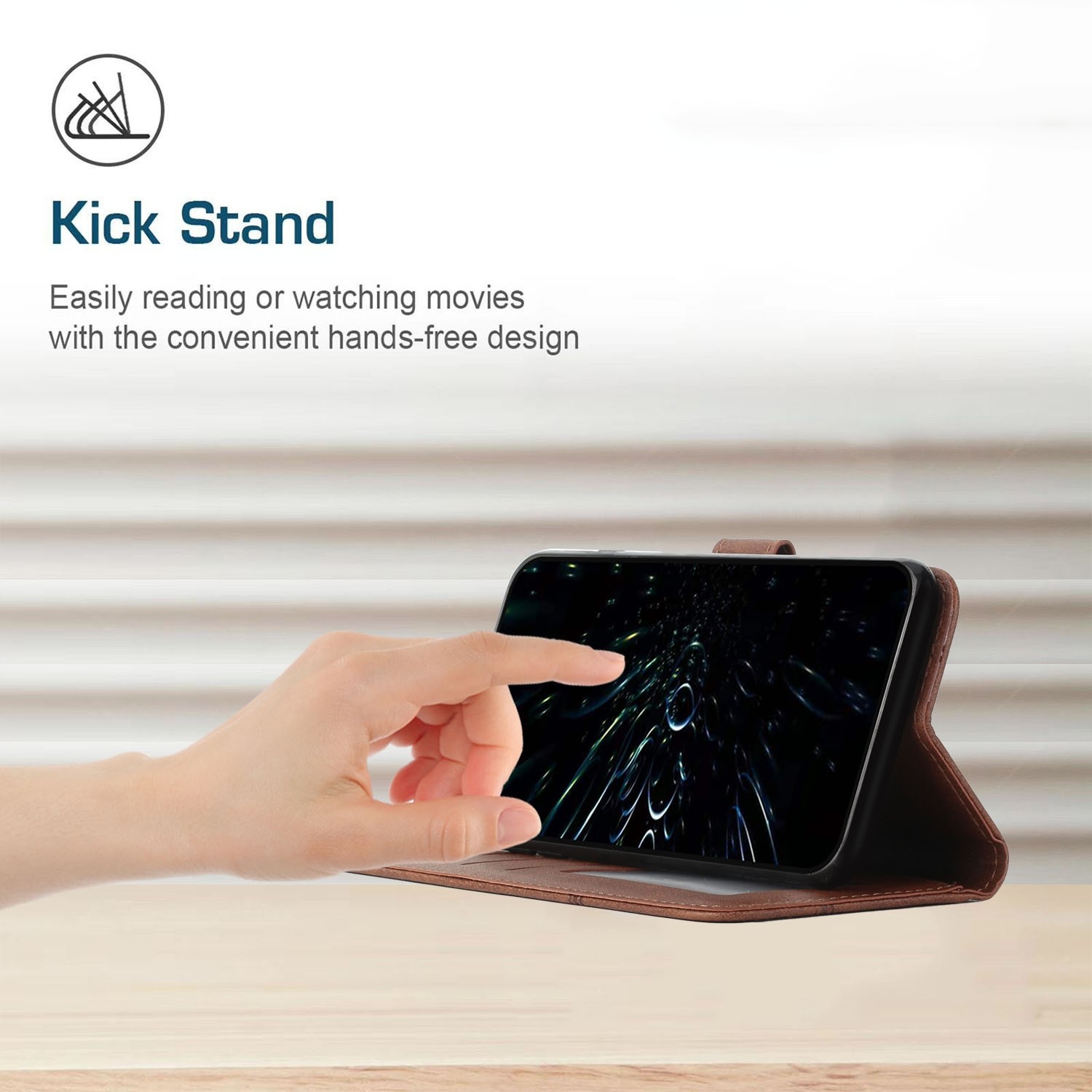 Tel1 Xiaomi 14T 5G Stitching Calf Texture Buckle Θήκη Βιβλίο - Brown