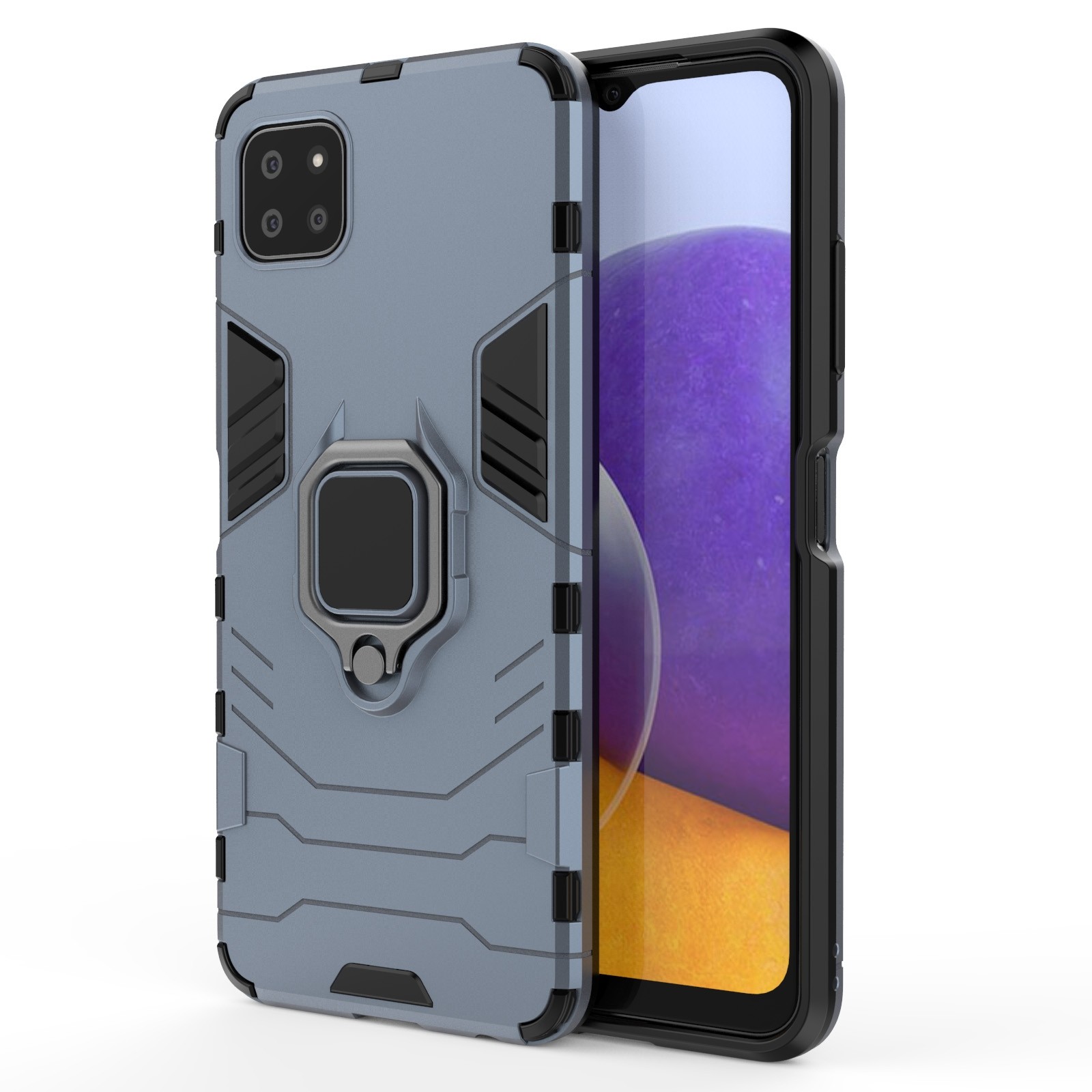 Forcell Samsung Galaxy A22 5G Shockproof Ring Hoder Θήκη Σκληρή - Blue