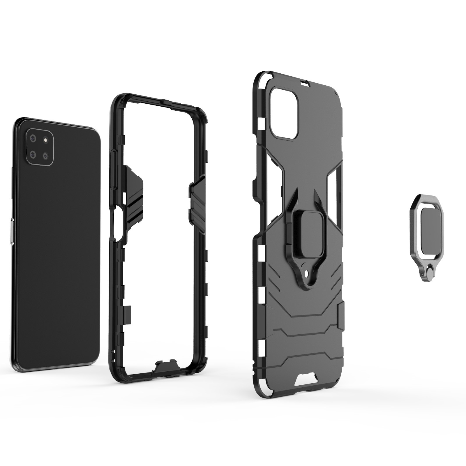 Forcell Samsung Galaxy A22 5G Shockproof Ring Hoder Θήκη Σκληρή - Blue