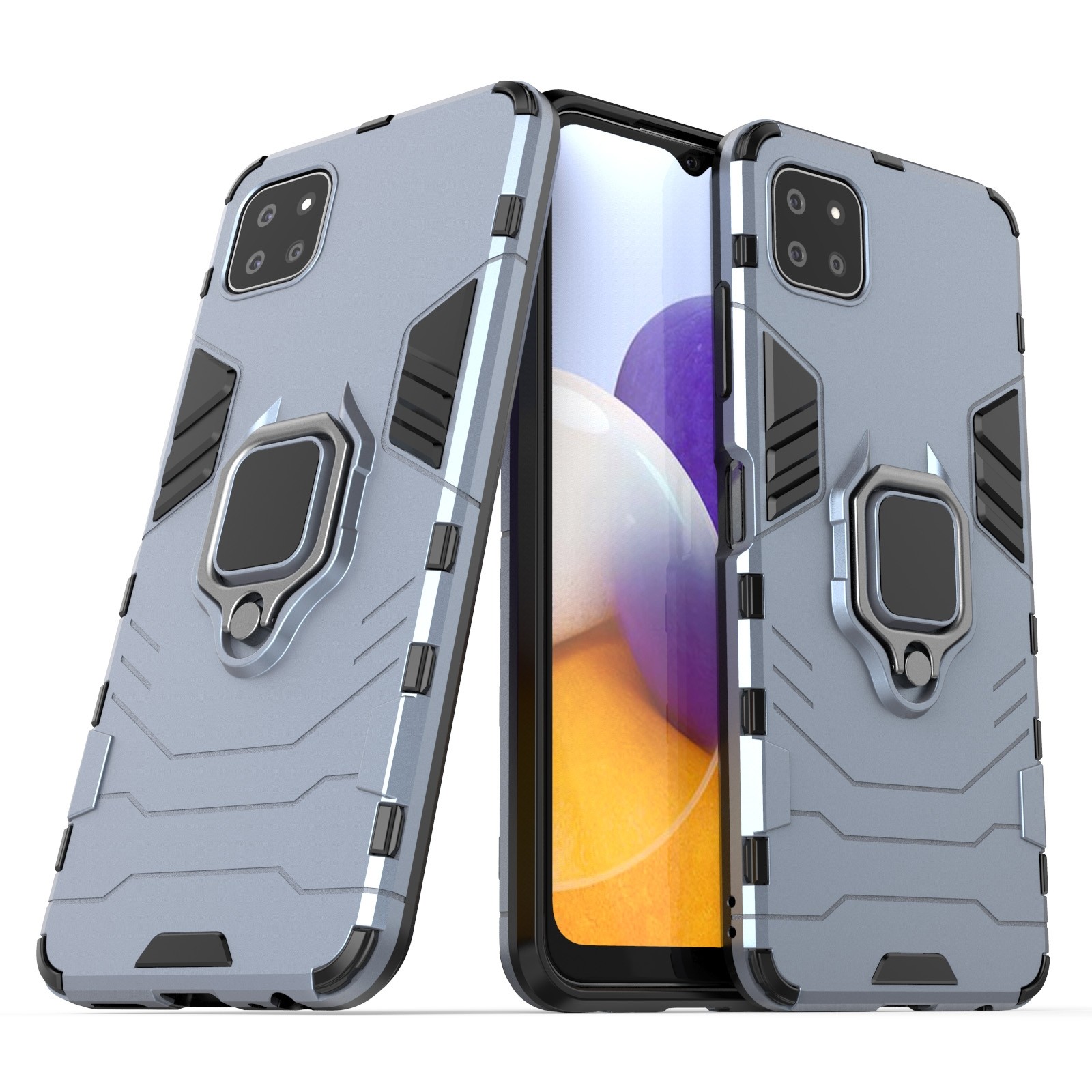 Forcell Samsung Galaxy A22 5G Shockproof Ring Hoder Θήκη Σκληρή - Blue