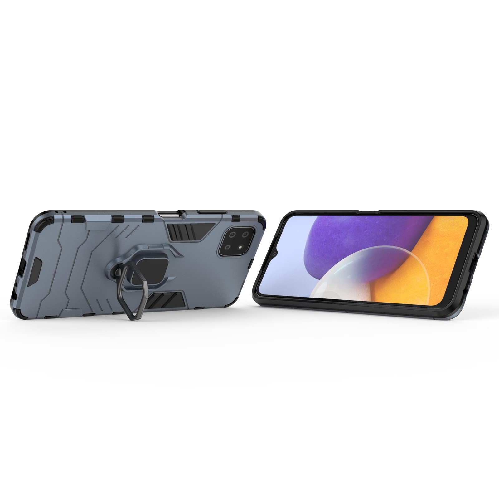 Forcell Samsung Galaxy A22 5G Shockproof Ring Hoder Θήκη Σκληρή - Blue