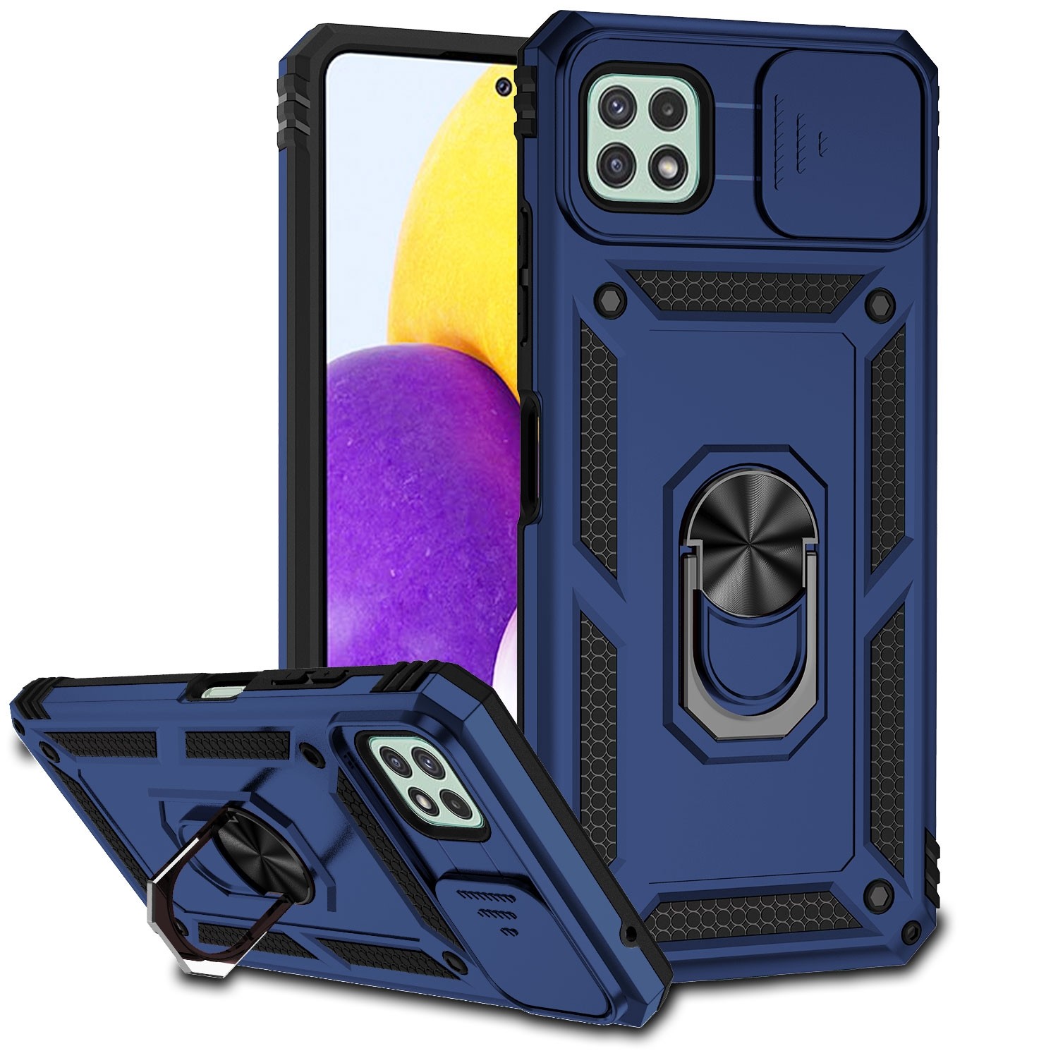 Forcell Samsung Galaxy A22 5G Sliding Camshield Holder Θήκη Σκληρή - Blue