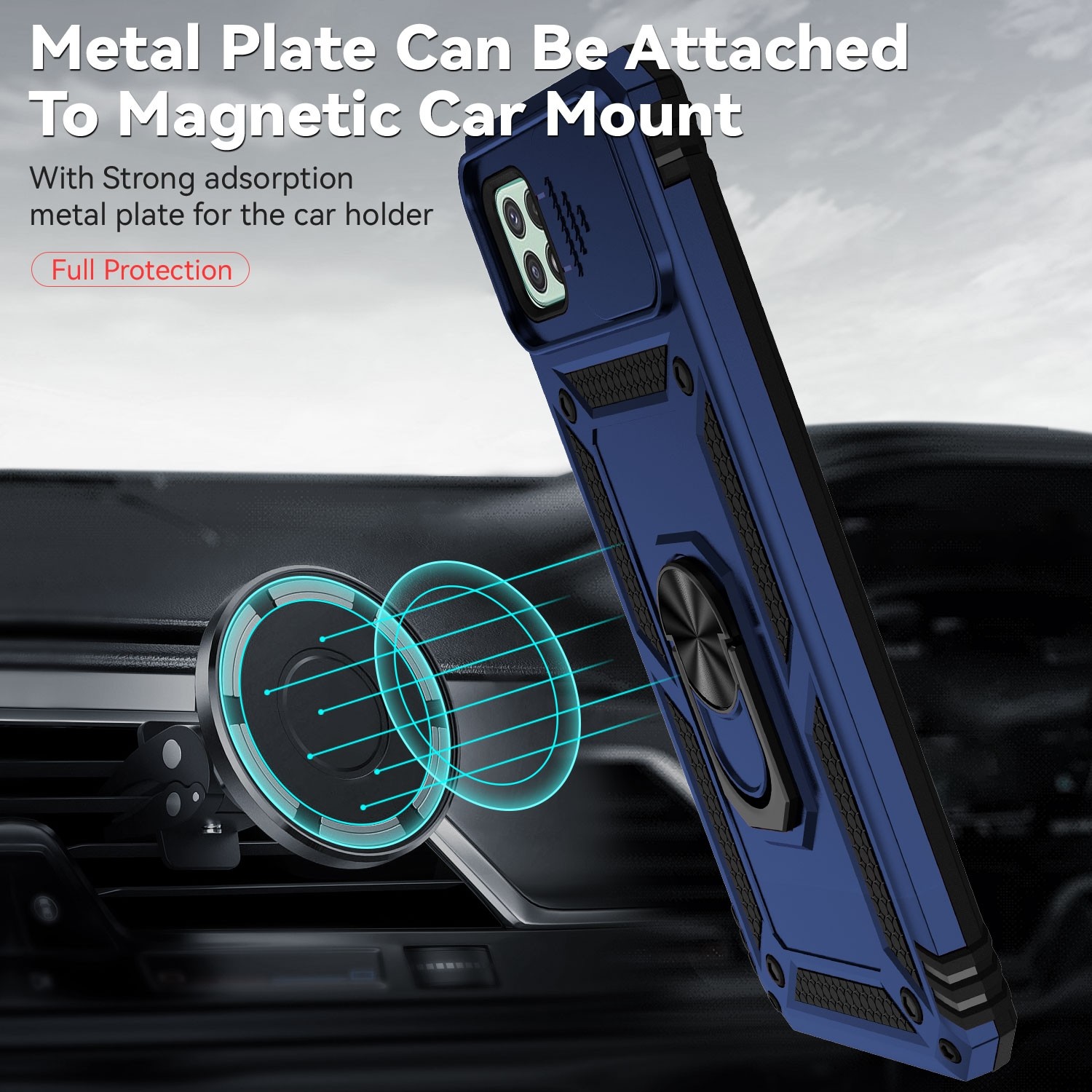 Forcell Samsung Galaxy A22 5G Sliding Camshield Holder Θήκη Σκληρή - Blue