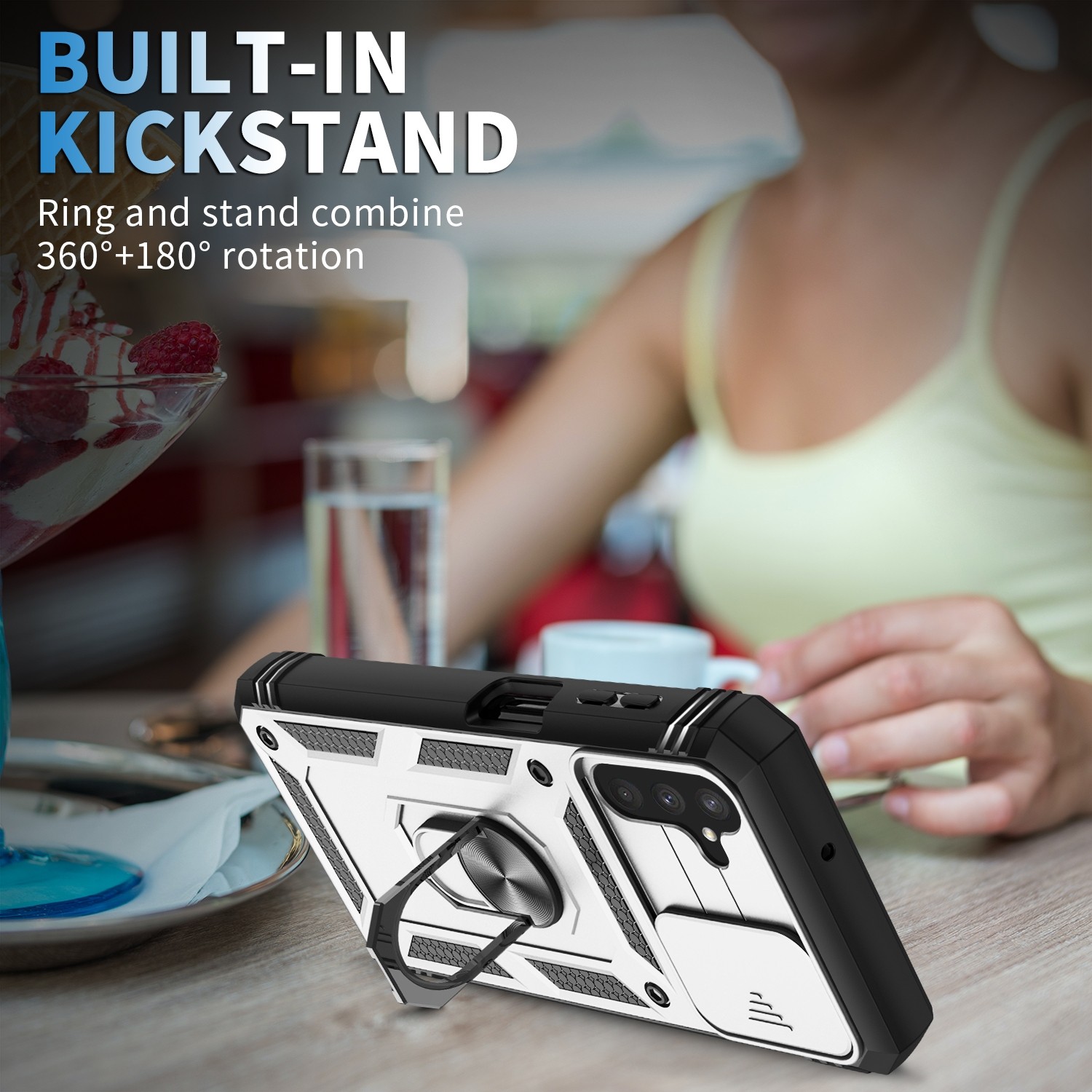Forcell Samsung Galaxy A13 5G / 04s Sliding Camera Holder Θήκη Σκληρή - White