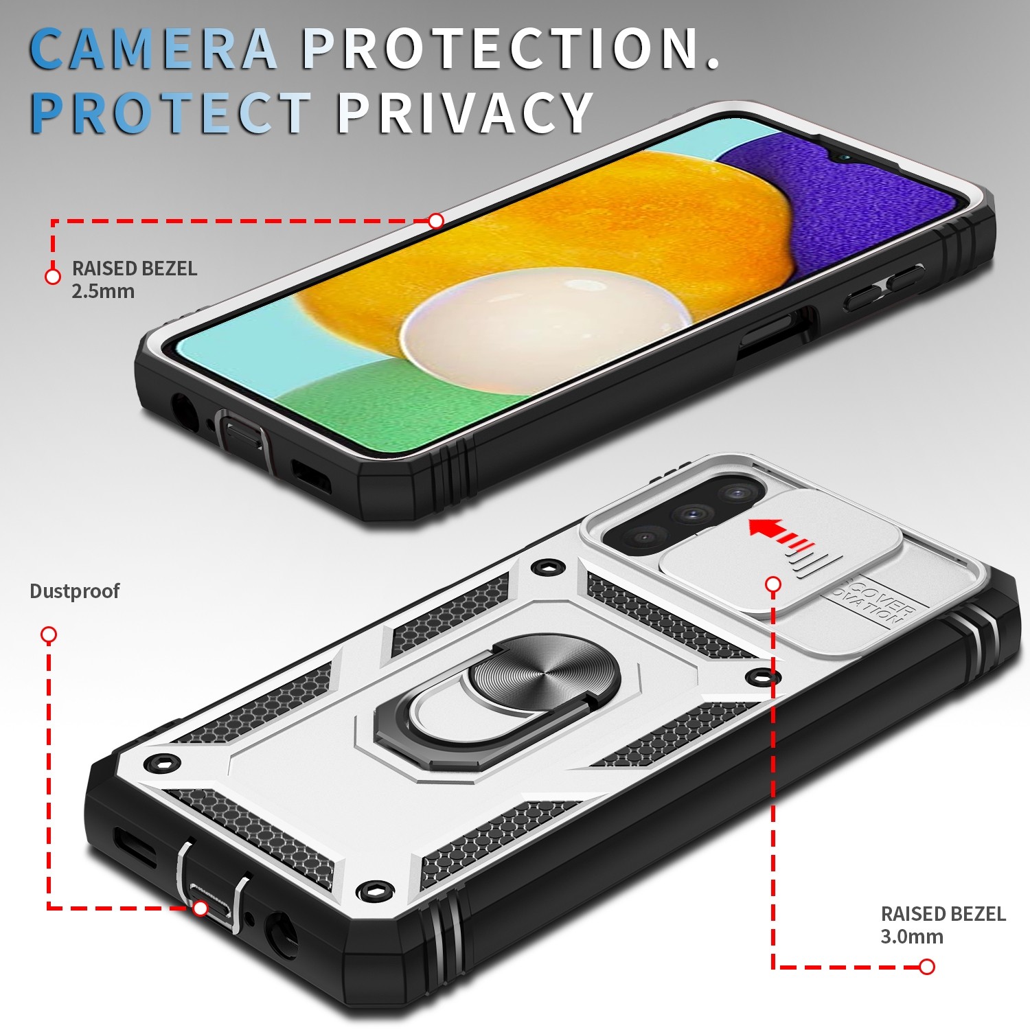 Forcell Samsung Galaxy A13 5G / 04s Sliding Camera Holder Θήκη Σκληρή - White