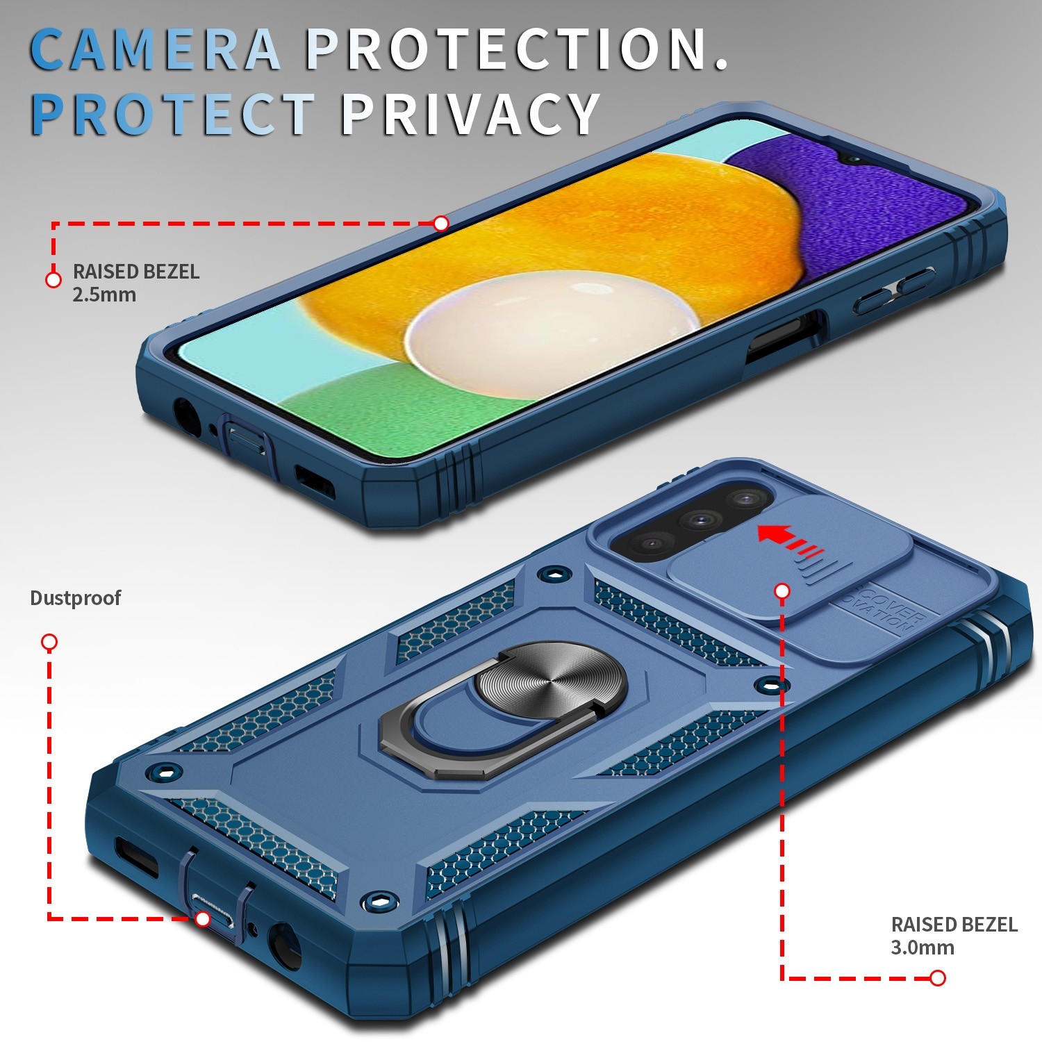 Forcell Samsung Galaxy A13 5G Sliding Camera Holder Θήκη Σκληρή - Blue