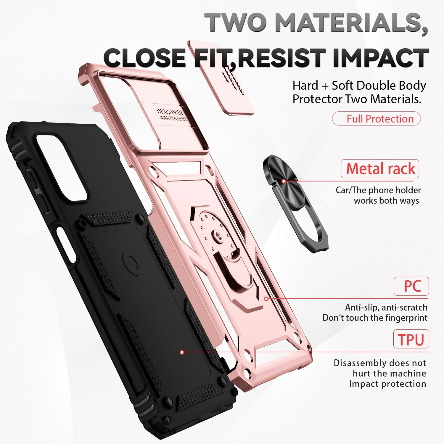 Forcell Samsung Galaxy A13 5G / 04s Sliding Camera Holder Θήκη Σκληρή - Rose Gold