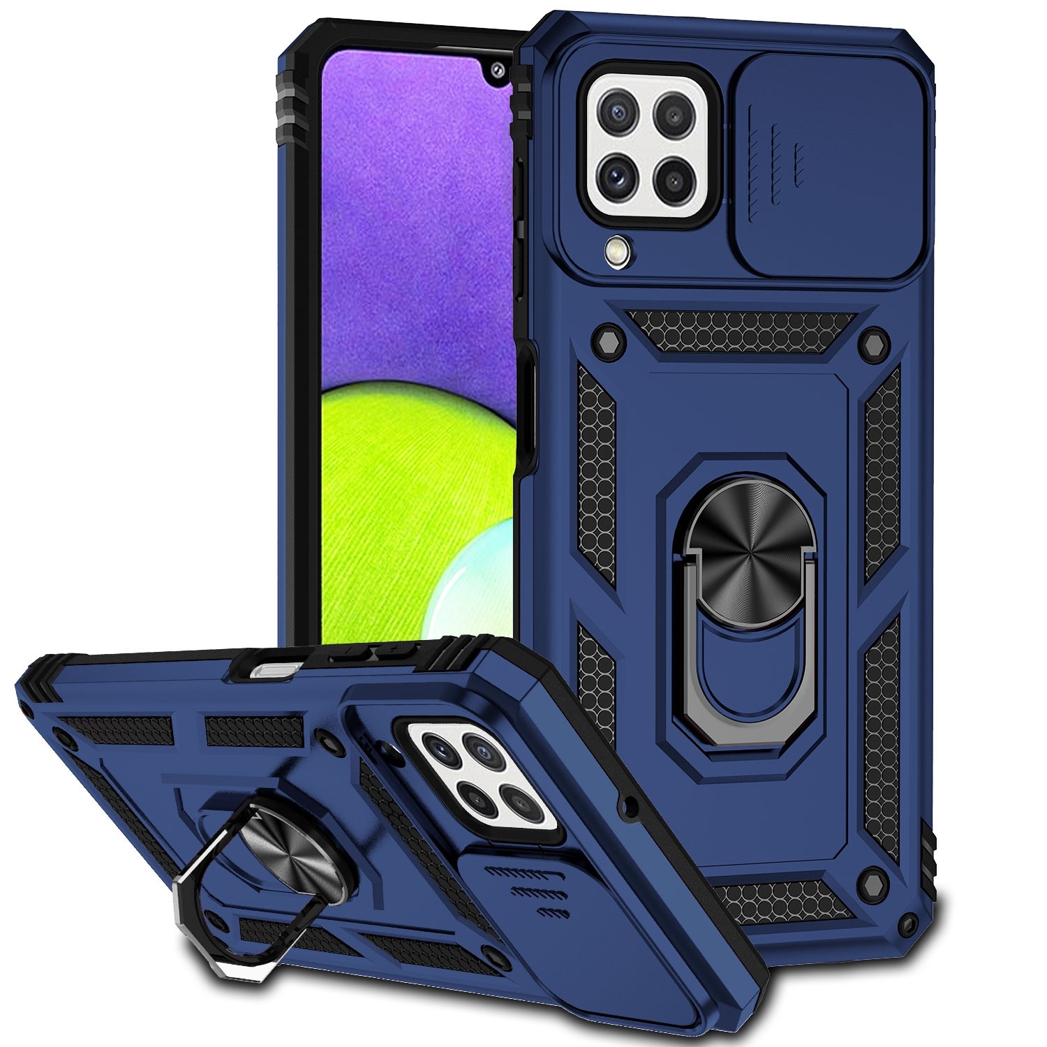 Forcell Samsung Galaxy A22 4G/ M32 4G Sliding Camshield Holder Θήκη Σκληρή - Blue