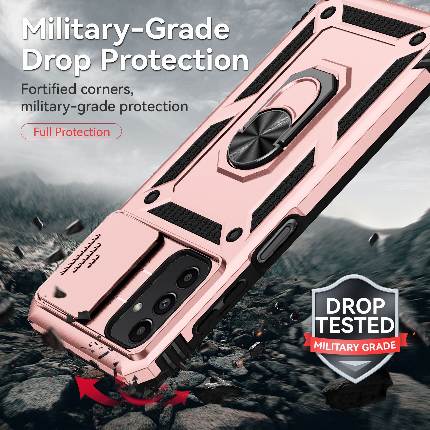 Forcell Samsung Galaxy A13 5G / 04s Sliding Camera Holder Θήκη Σκληρή - Rose Gold
