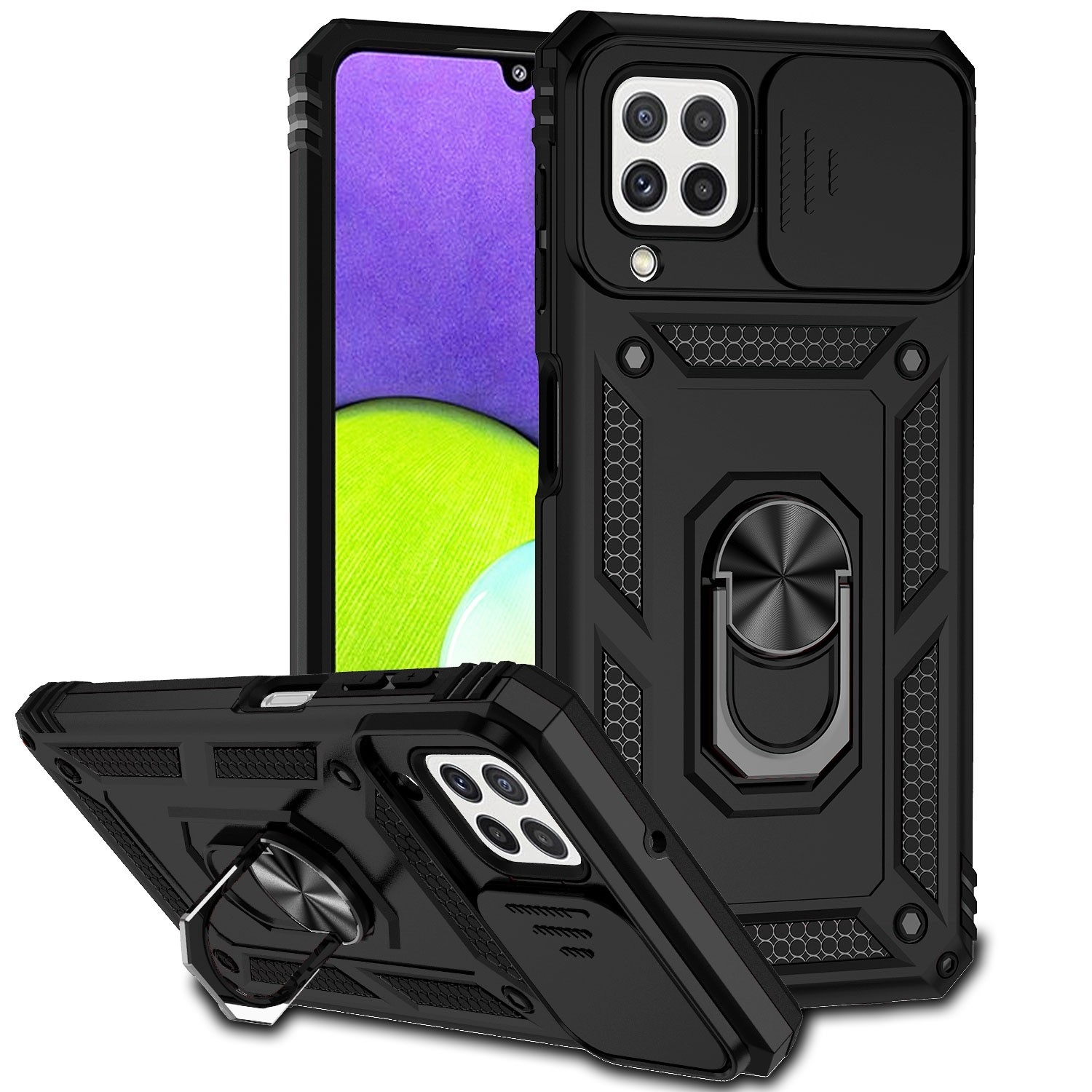 Forcell Samsung Galaxy A22 4G/ M32 4G Sliding Camshield Holder Θήκη Σκληρή - Black