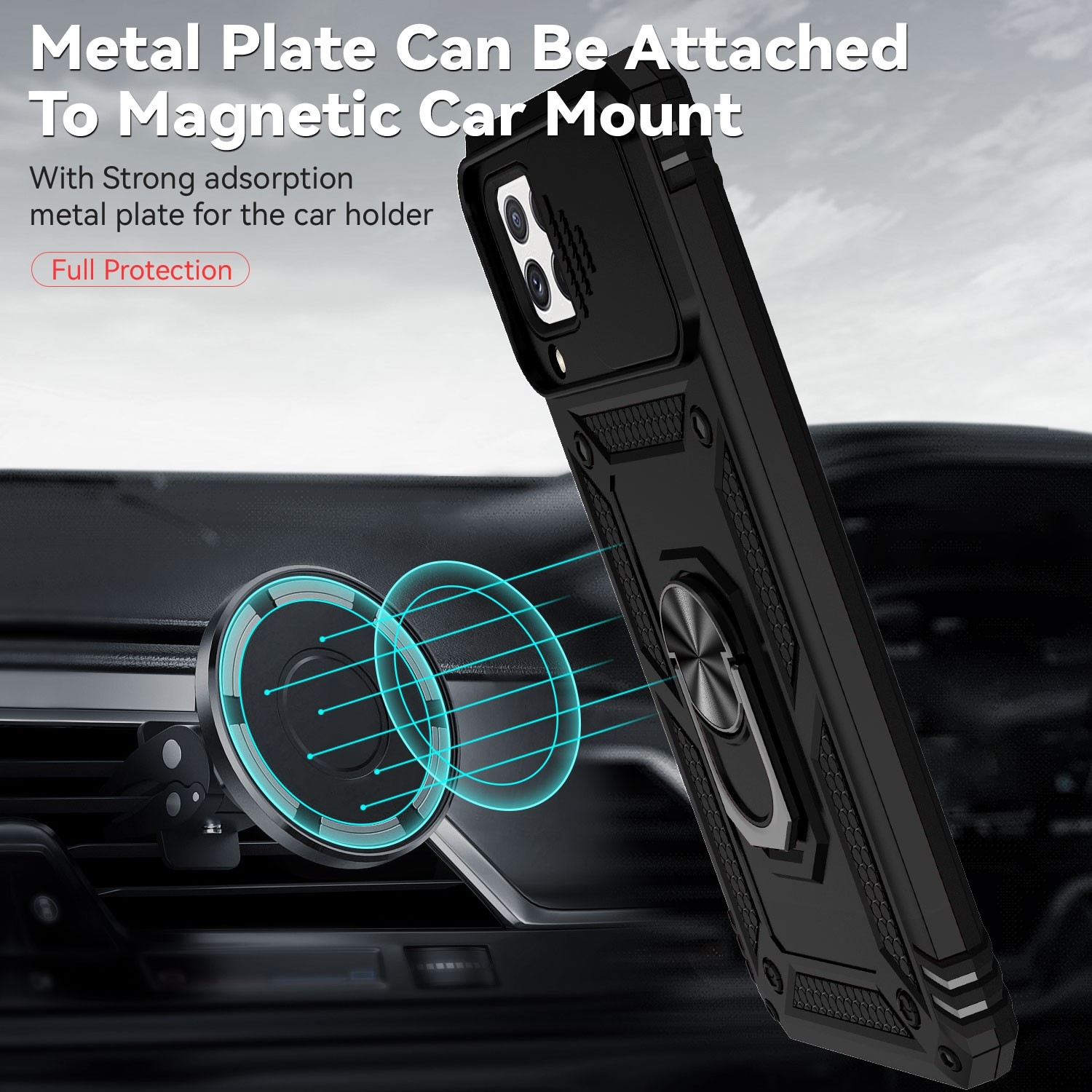 Forcell Samsung Galaxy A22 4G/ M32 4G Sliding Camshield Holder Θήκη Σκληρή - Black