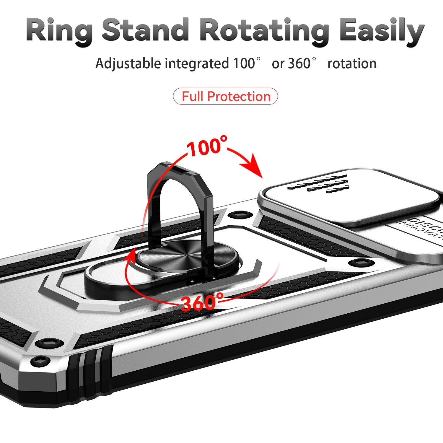 Forcell Samsung Galaxy A22 4G/ M32 4G Sliding Camshield Holder Θήκη Σκληρή - Silver