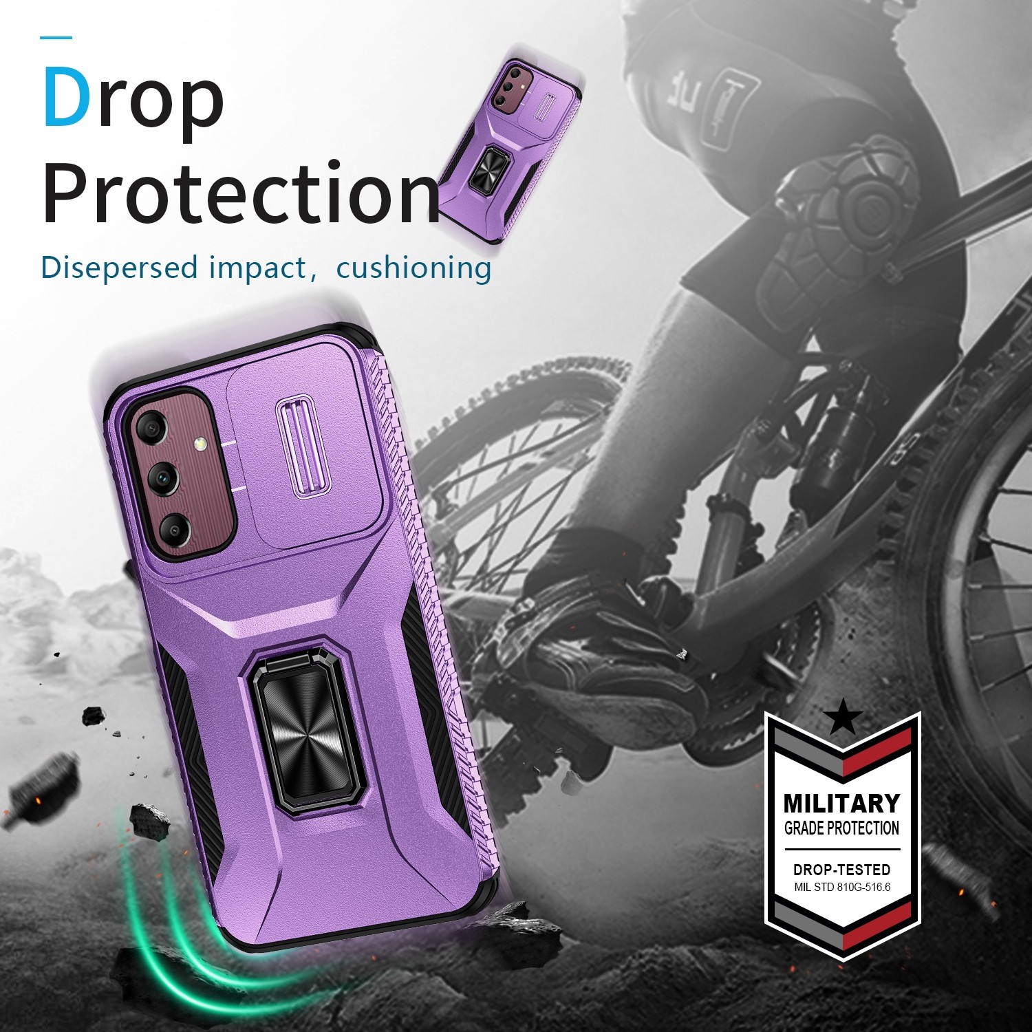 Forcell Samsung Galaxy A15 5G / A15 4G Sliding Camshield Holder Θήκη Σκληρή - Purple