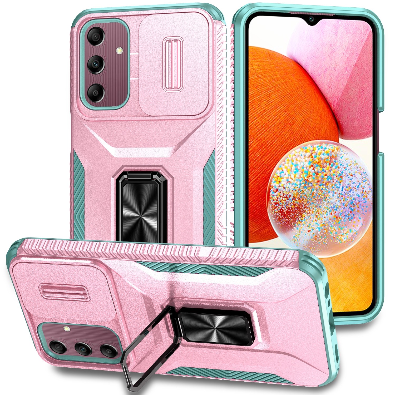 Forcell Samsung Galaxy A15 5G / A15 4G Sliding Camshield Holder Θήκη Σκληρή - Pink
