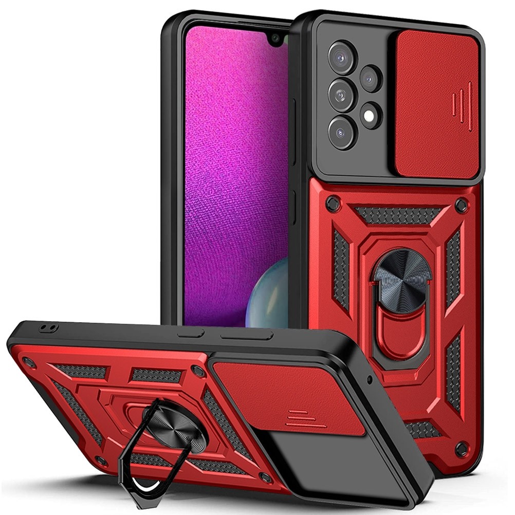 Forcell Samsung Galaxy A33 5G Sliding Camshield Holder Θήκη Σκληρή - Red