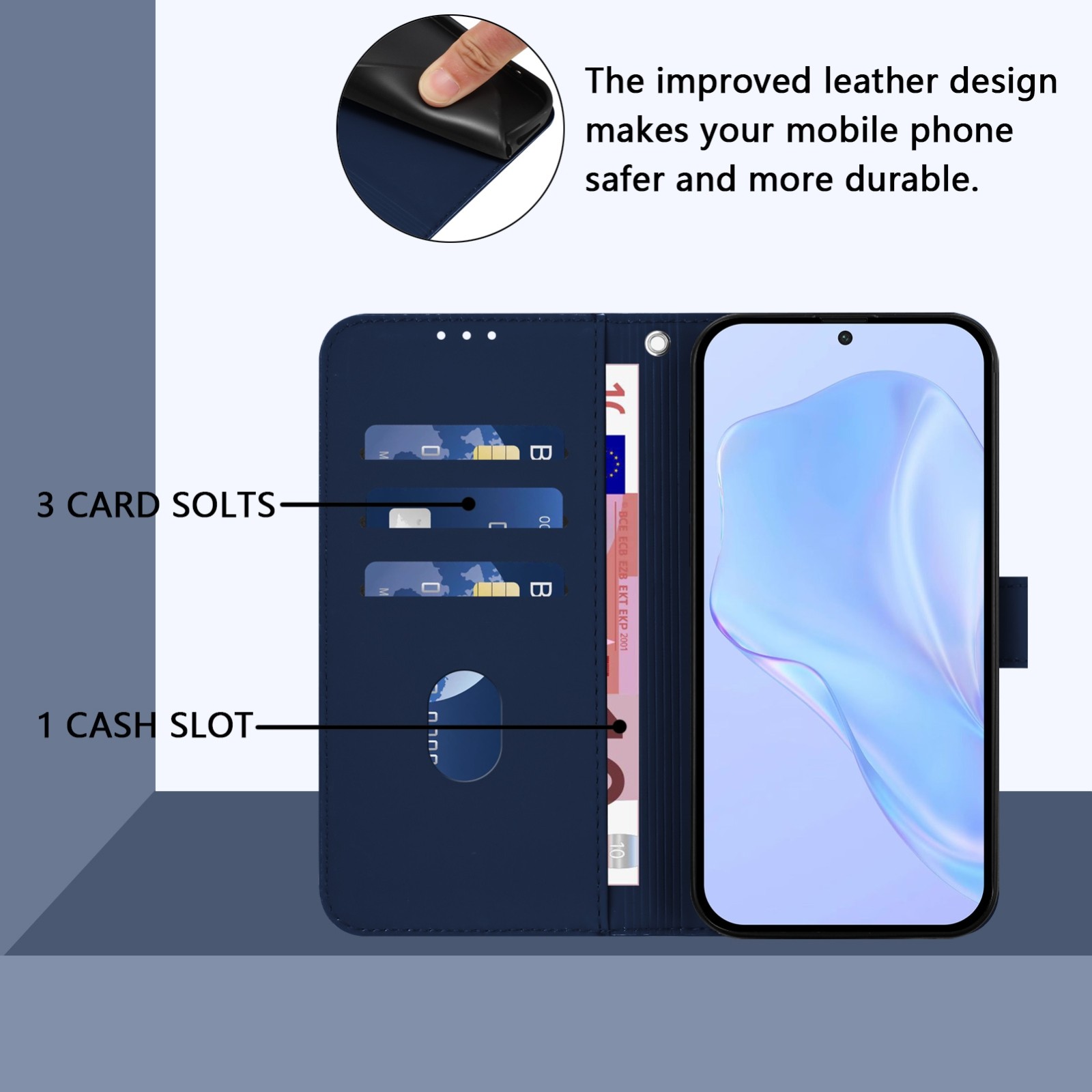 Tel1 Samsung Galaxy A33 5G Skin Feel Solid Color with Lanyard Θήκη Βιβλίο - Navy Blue