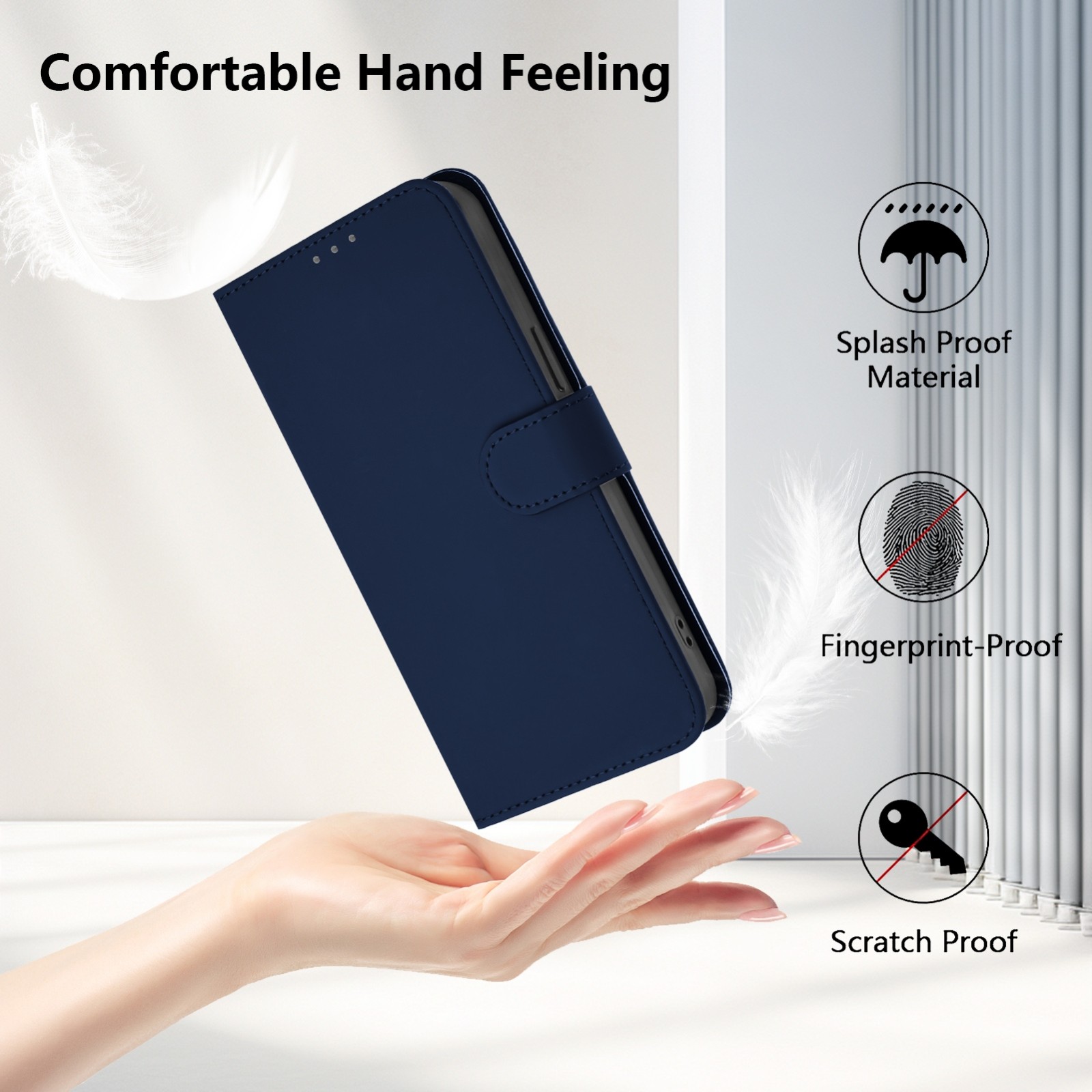 Tel1 Samsung Galaxy A33 5G Skin Feel Solid Color with Lanyard Θήκη Βιβλίο - Navy Blue