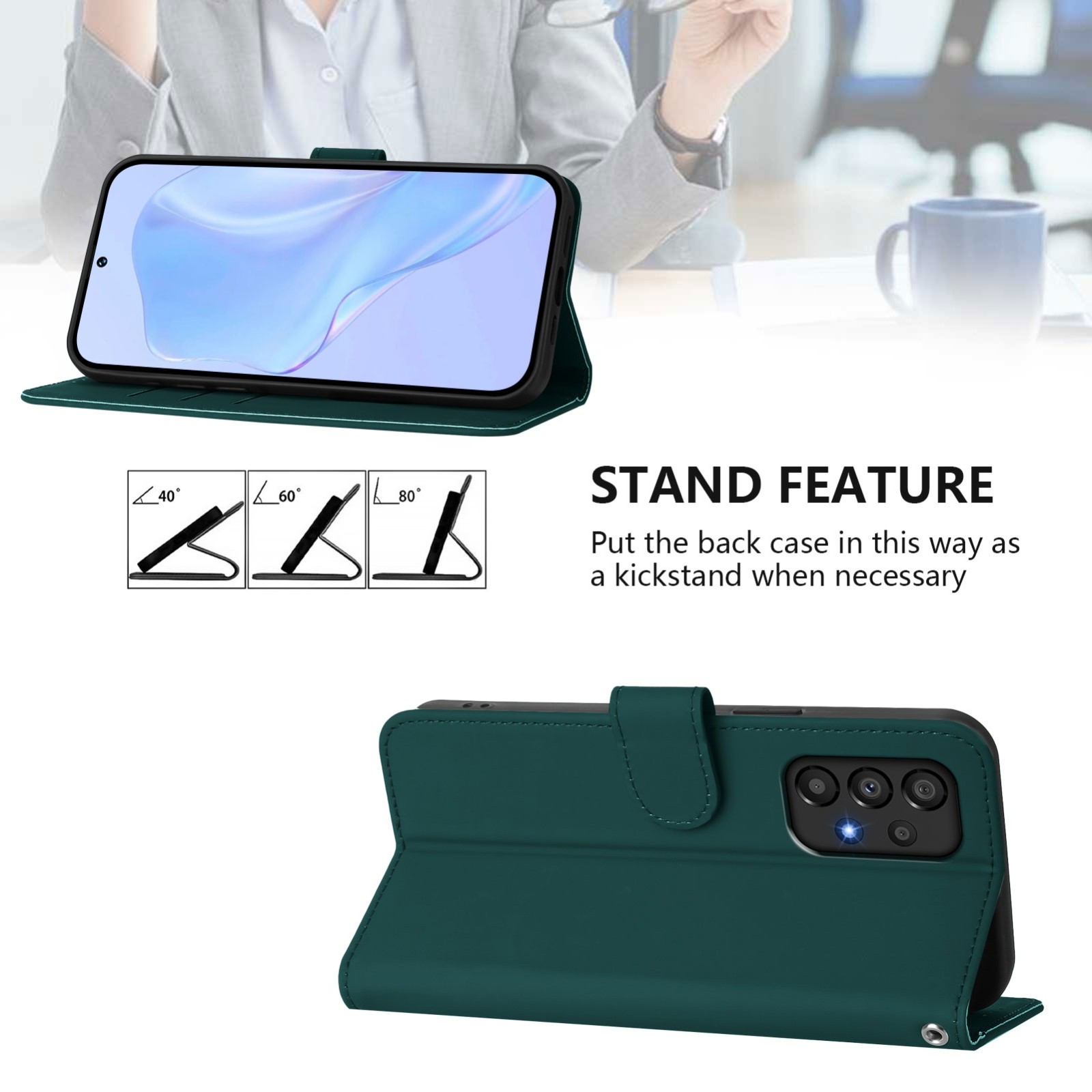Tel1 Samsung Galaxy A33 5G Skin Feel Solid Color with Lanyard Θήκη Βιβλίο - Deep Green