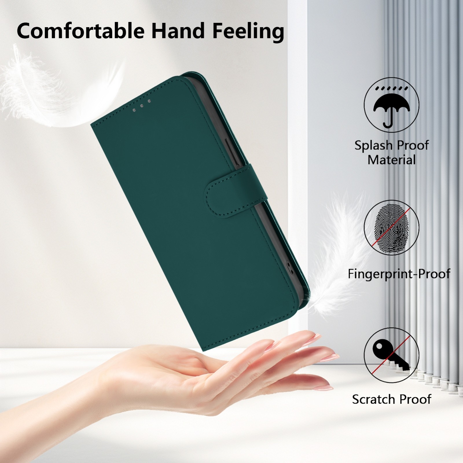 Tel1 Samsung Galaxy A33 5G Skin Feel Solid Color with Lanyard Θήκη Βιβλίο - Deep Green