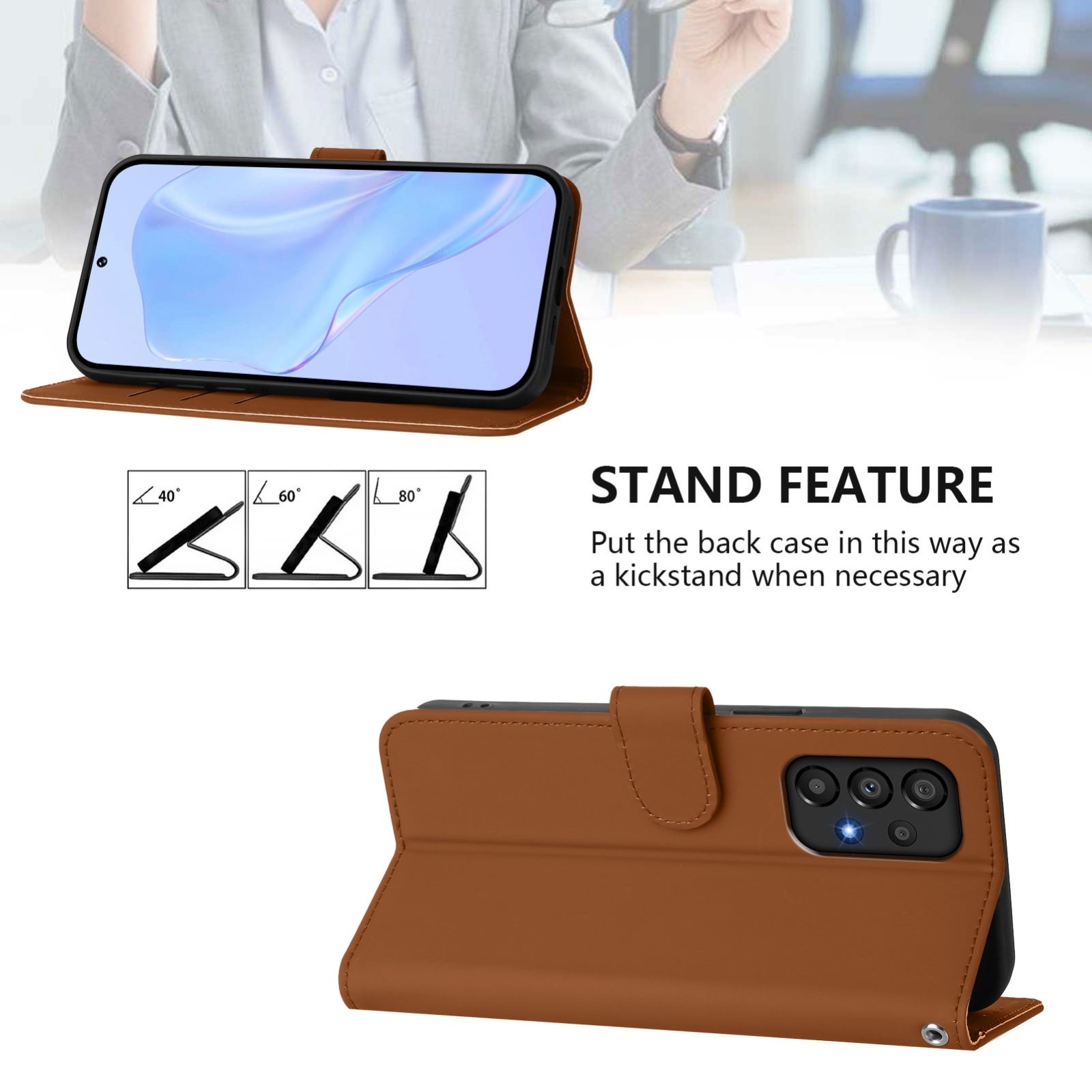 Tel1 Samsung Galaxy A33 5G Skin Feel Solid Color with Lanyard Θήκη Βιβλίο - Brown