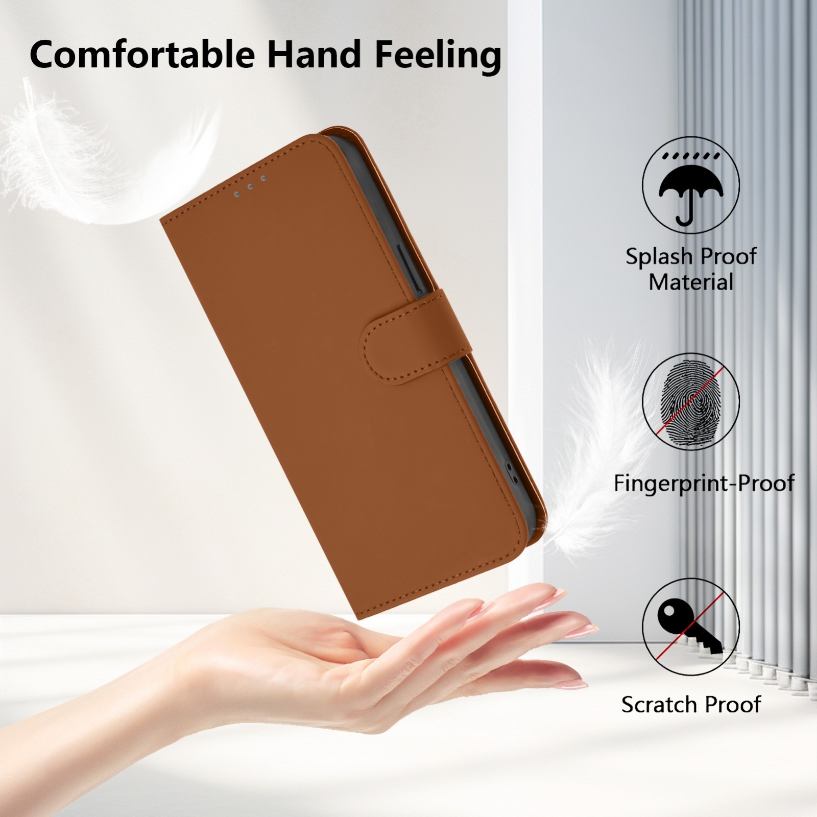 Tel1 Samsung Galaxy A33 5G Skin Feel Solid Color with Lanyard Θήκη Βιβλίο - Brown