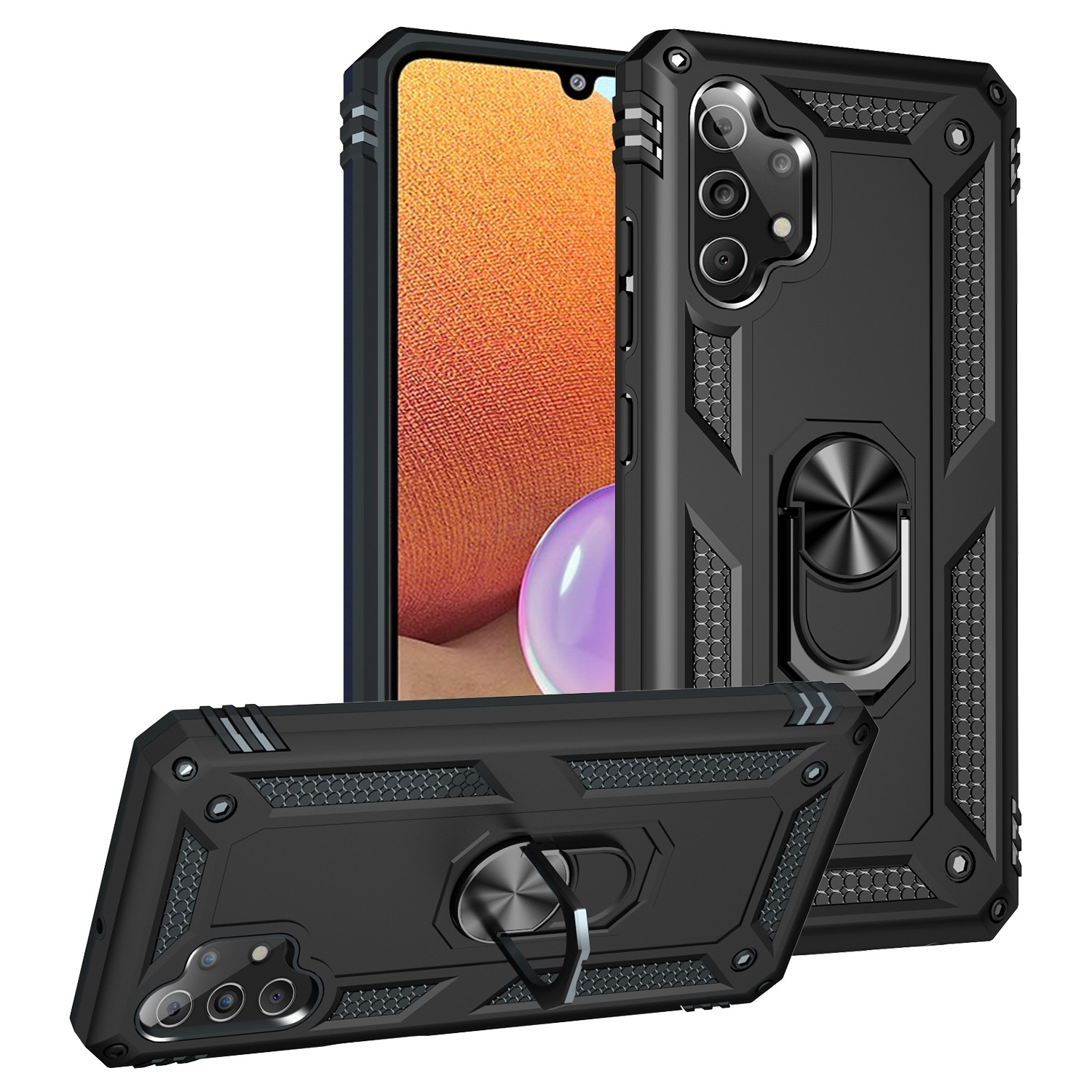 Forcell Samsung Galaxy A32 4G Shockproof Holder Θήκη Σκληρή - Black