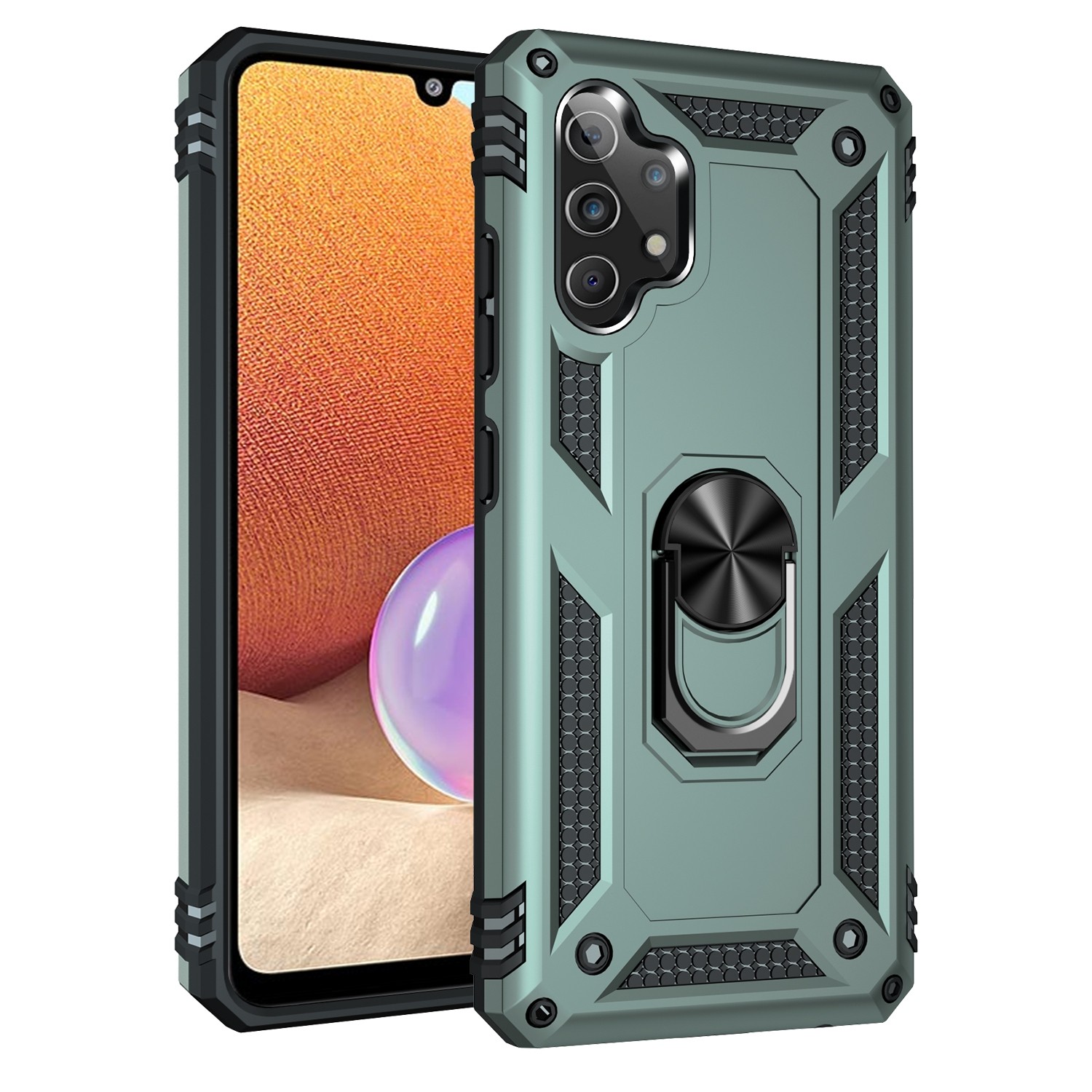 Forcell Samsung Galaxy A32 4G Shockproof Holder Θήκη Σκληρή - Green