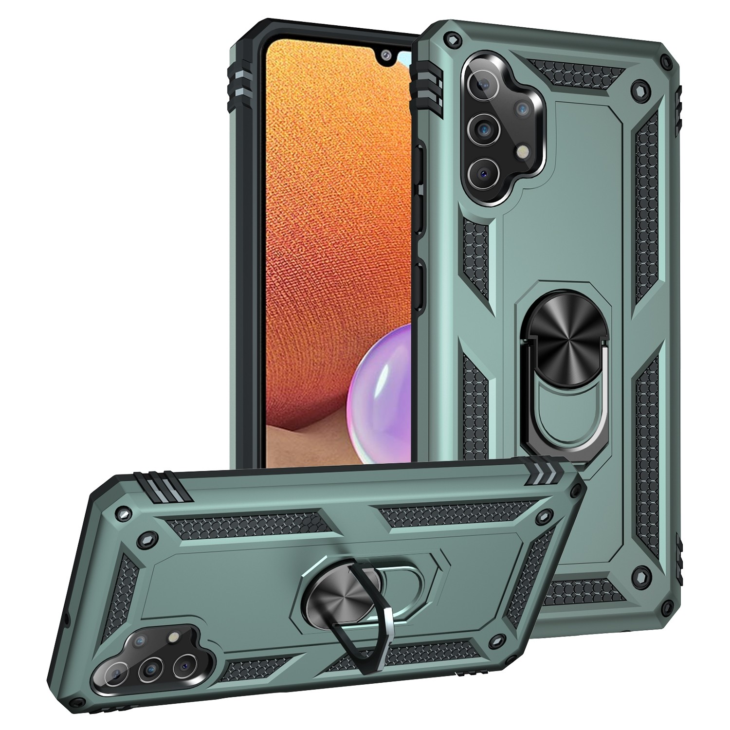 Forcell Samsung Galaxy A32 4G Shockproof Holder Θήκη Σκληρή - Green