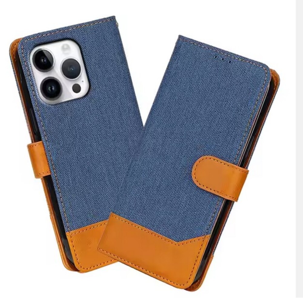 Tel1 iPhone 11 Jeans Θήκη Βιβλίο - Blue Brown
