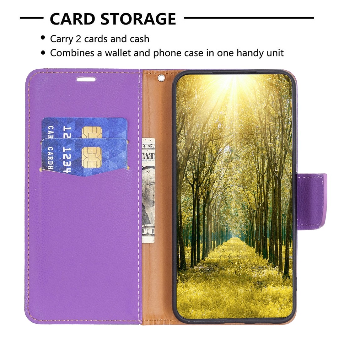 Tel1 Samsung Galaxy A25 5G Litchi Holder & Card Slots Θήκη Βιβλίο - Purple