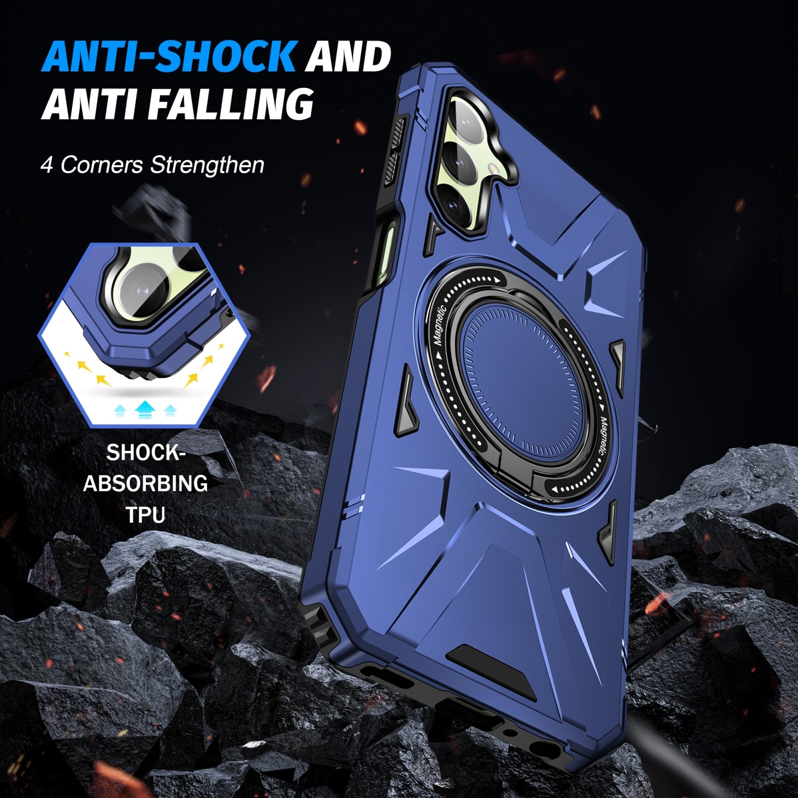 Forcell Samsung Galaxy A25 5G MagSafe Shockproof Holder Θήκη Σκληρή - Navy Blue