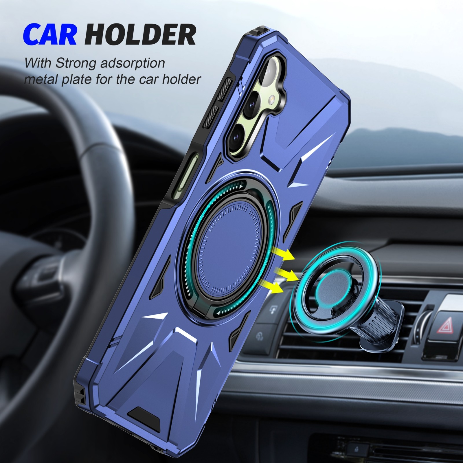 Forcell Samsung Galaxy A25 5G MagSafe Shockproof Holder Θήκη Σκληρή - Navy Blue