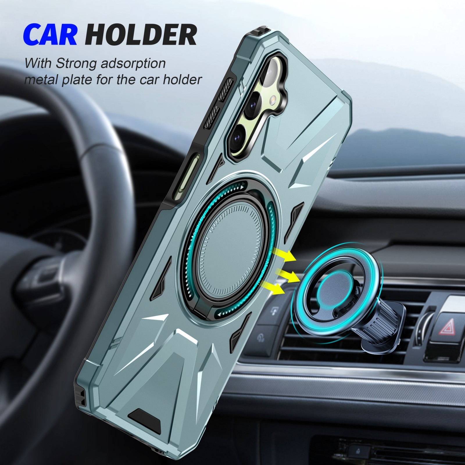 Forcell Samsung Galaxy A25 5G MagSafe Shockproof Holder Θήκη Σκληρή - Green