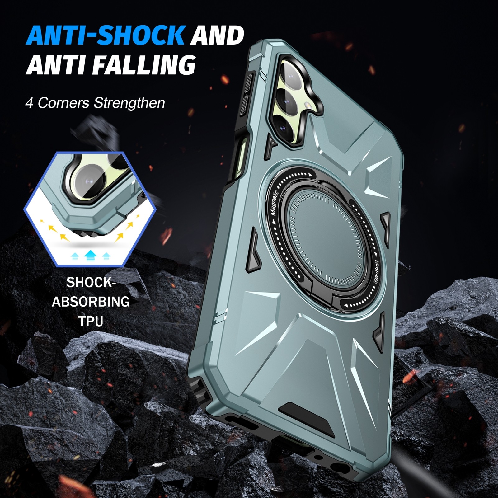 Forcell Samsung Galaxy A25 5G MagSafe Shockproof Holder Θήκη Σκληρή - Green