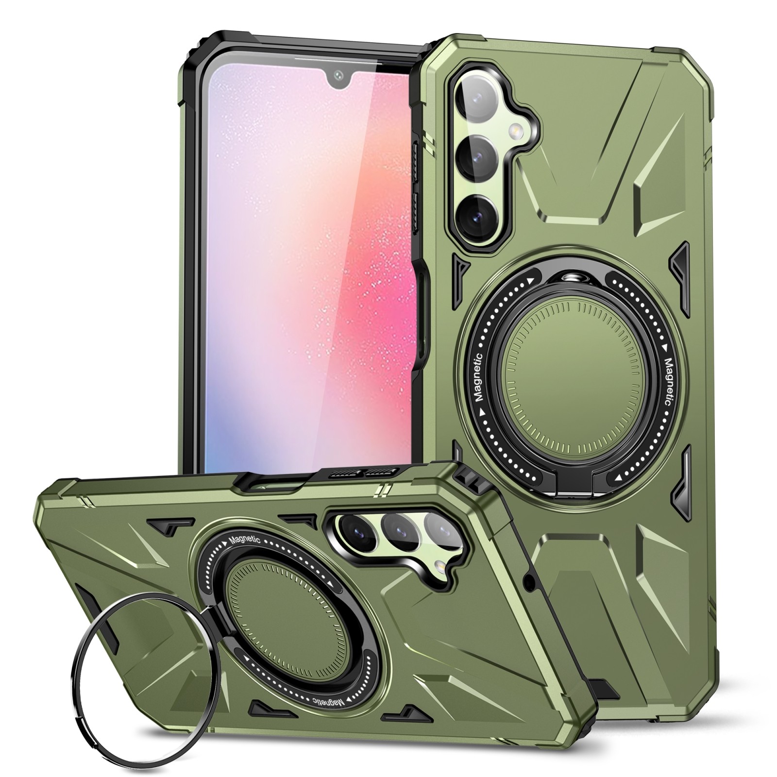 Forcell Samsung Galaxy A25 5G MagSafe Shockproof Holder Θήκη Σκληρή - Dark Green