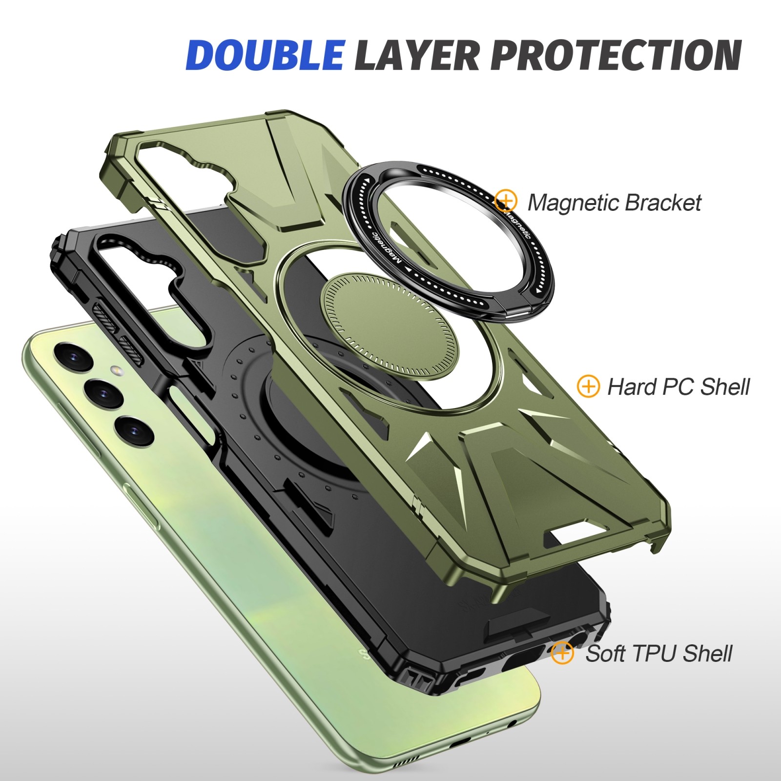 Forcell Samsung Galaxy A25 5G MagSafe Shockproof Holder Θήκη Σκληρή - Dark Green