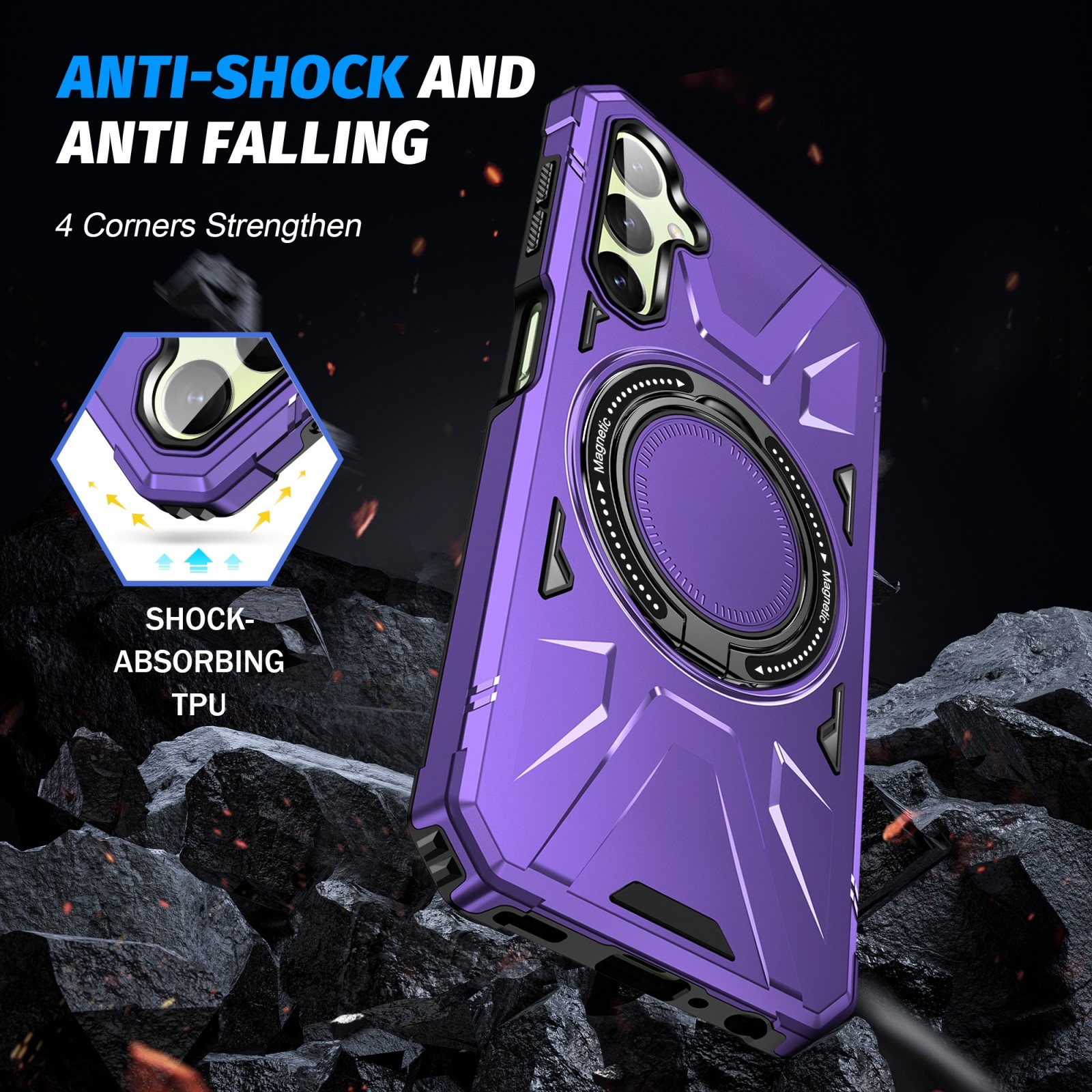 Forcell Samsung Galaxy A25 5G MagSafe Shockproof Holder Θήκη Σκληρή - Purple