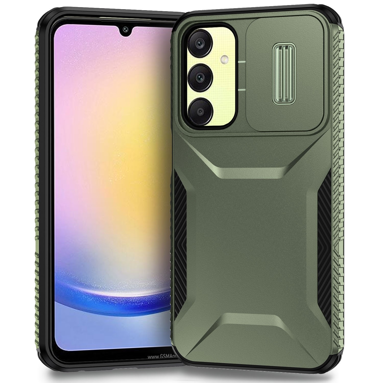 Forcell Samsung Galaxy A25 5G Sliding Camshield Θήκη Σκληρή - Alpine Green