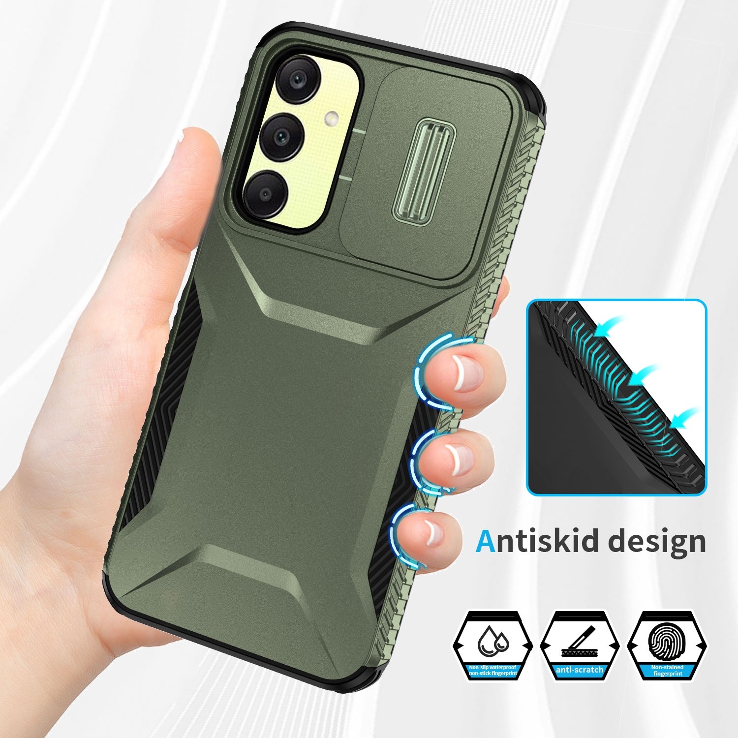 Forcell Samsung Galaxy A25 5G Sliding Camshield Θήκη Σκληρή - Alpine Green