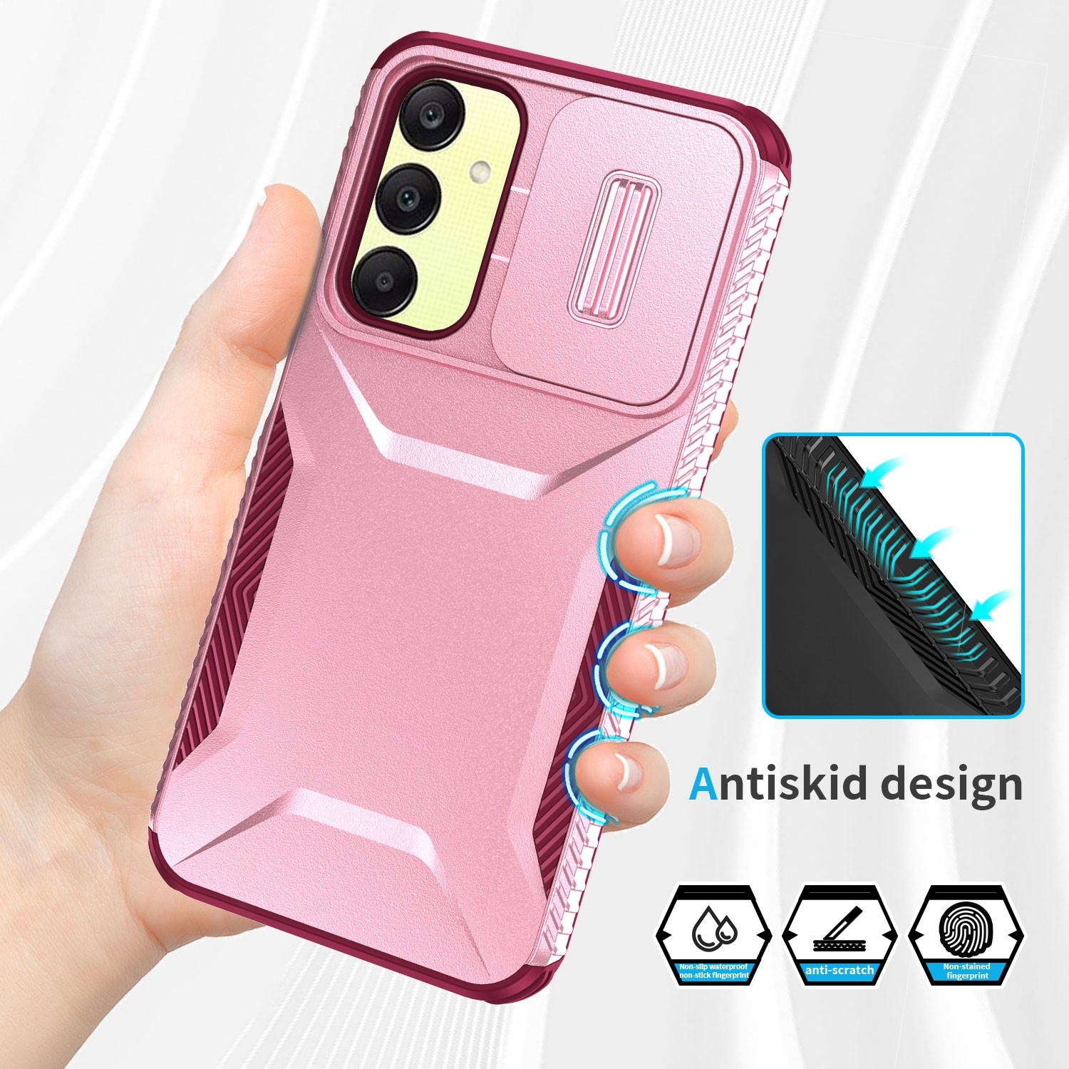 Forcell Samsung Galaxy A25 5G Sliding Camshield Θήκη Σκληρή - Pink