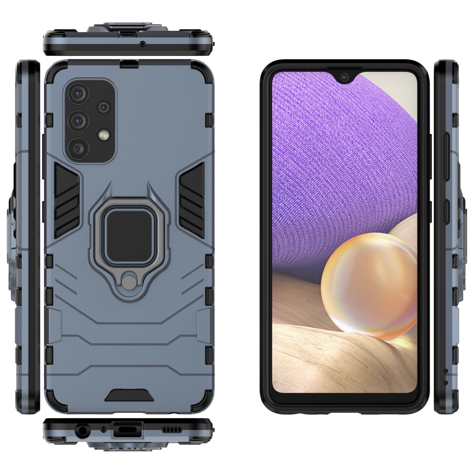 Forcell Samsung Galaxy A32 4G Shockproof Holder Θήκη Σκληρή - Blue