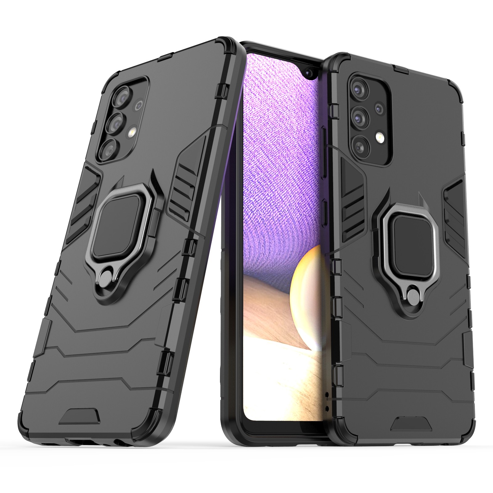Forcell Samsung Galaxy A32 4G Shockproof Magnetic Ring Holder Θήκη Σκληρή - Black