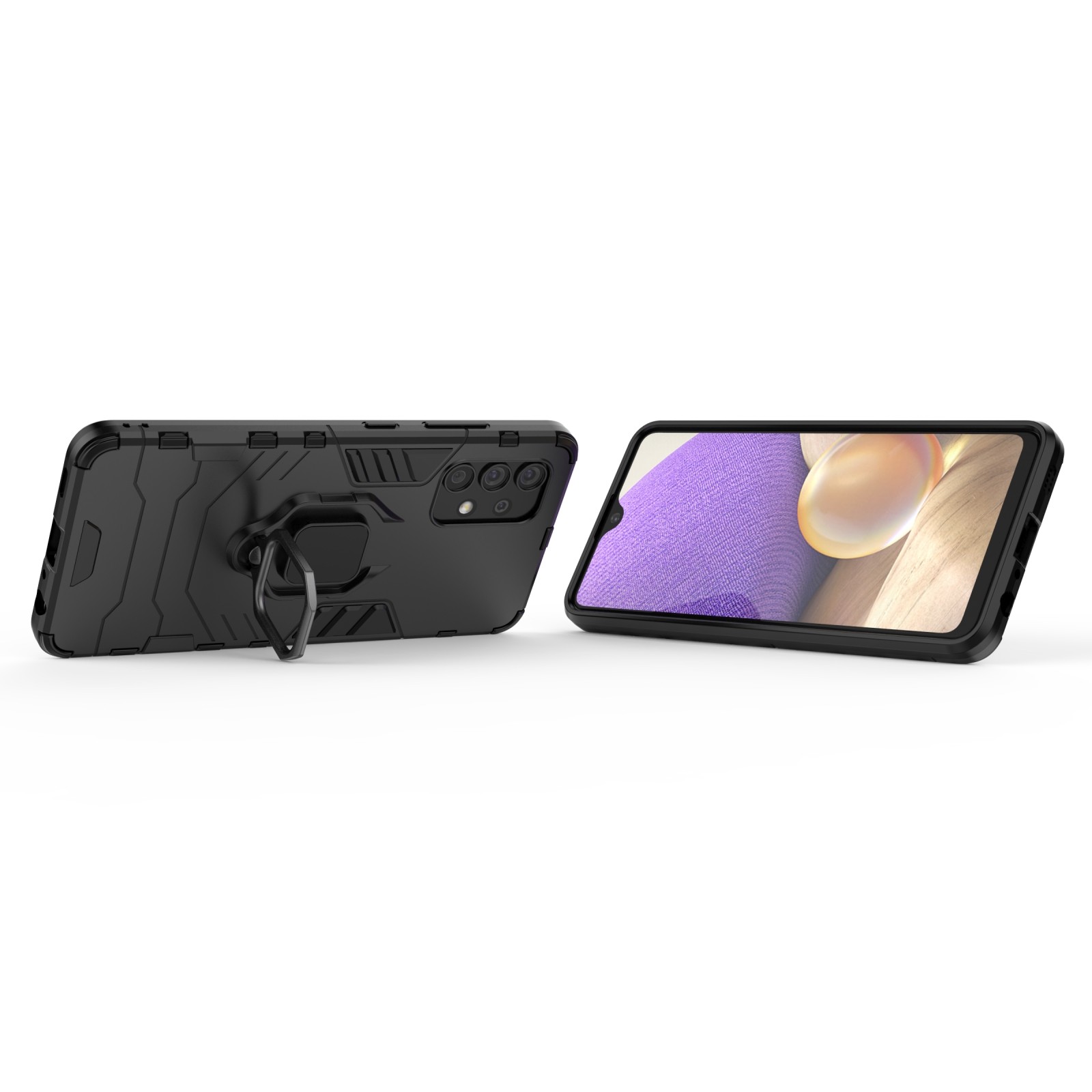 Forcell Samsung Galaxy A32 4G Shockproof Magnetic Ring Holder Θήκη Σκληρή - Black