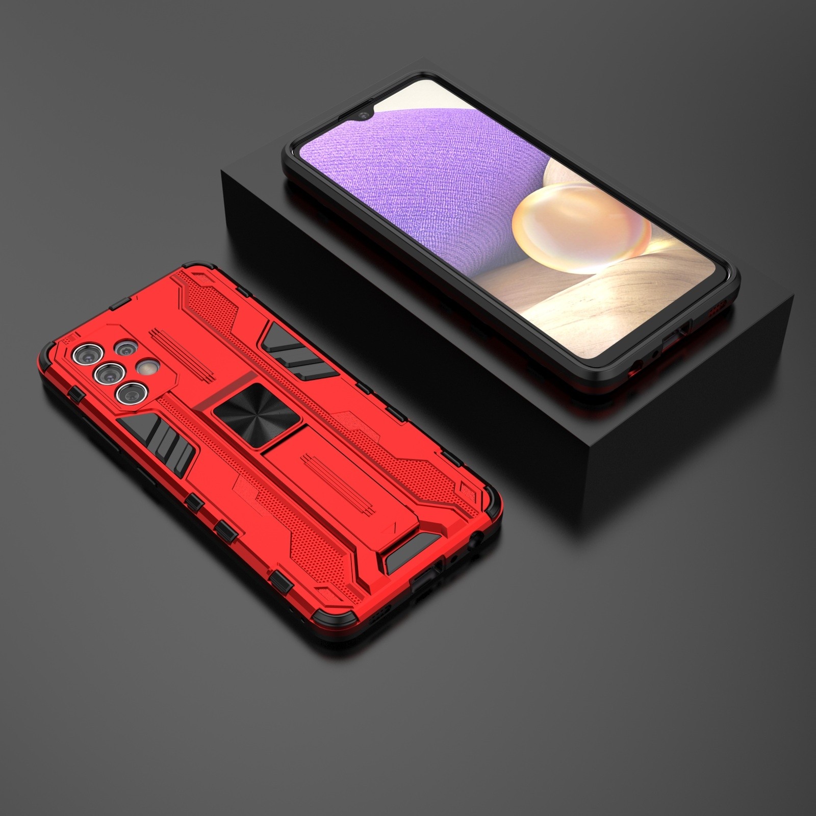 Forcell Samsung Galaxy A32 4G Supersonic Shockproof with Holder Θήκη Σκληρή - Red