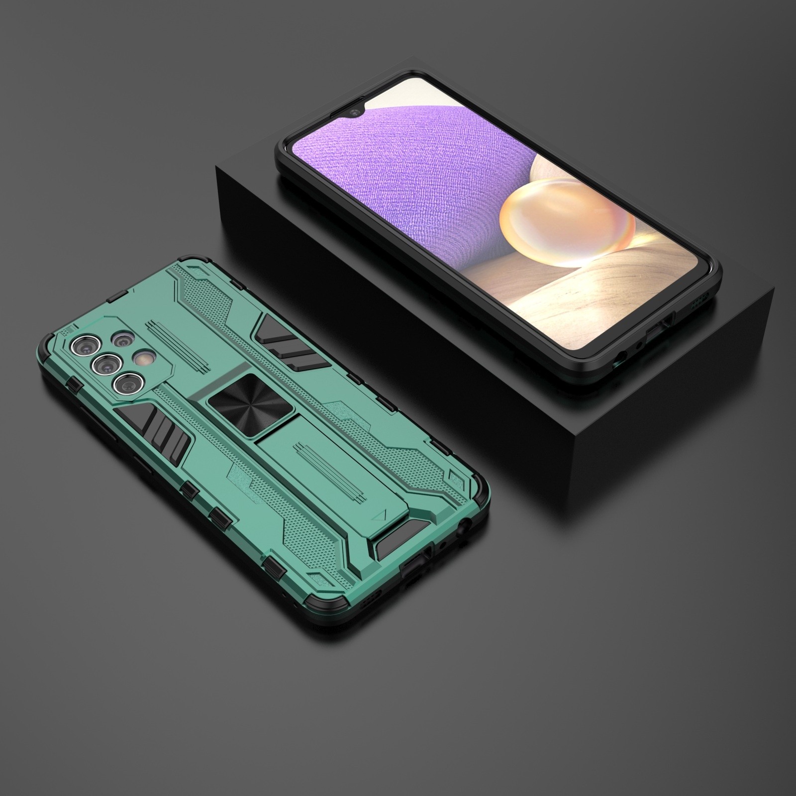Forcell Samsung Galaxy A32 4G Supersonic Shockproof with Holder Θήκη Σκληρή - Green