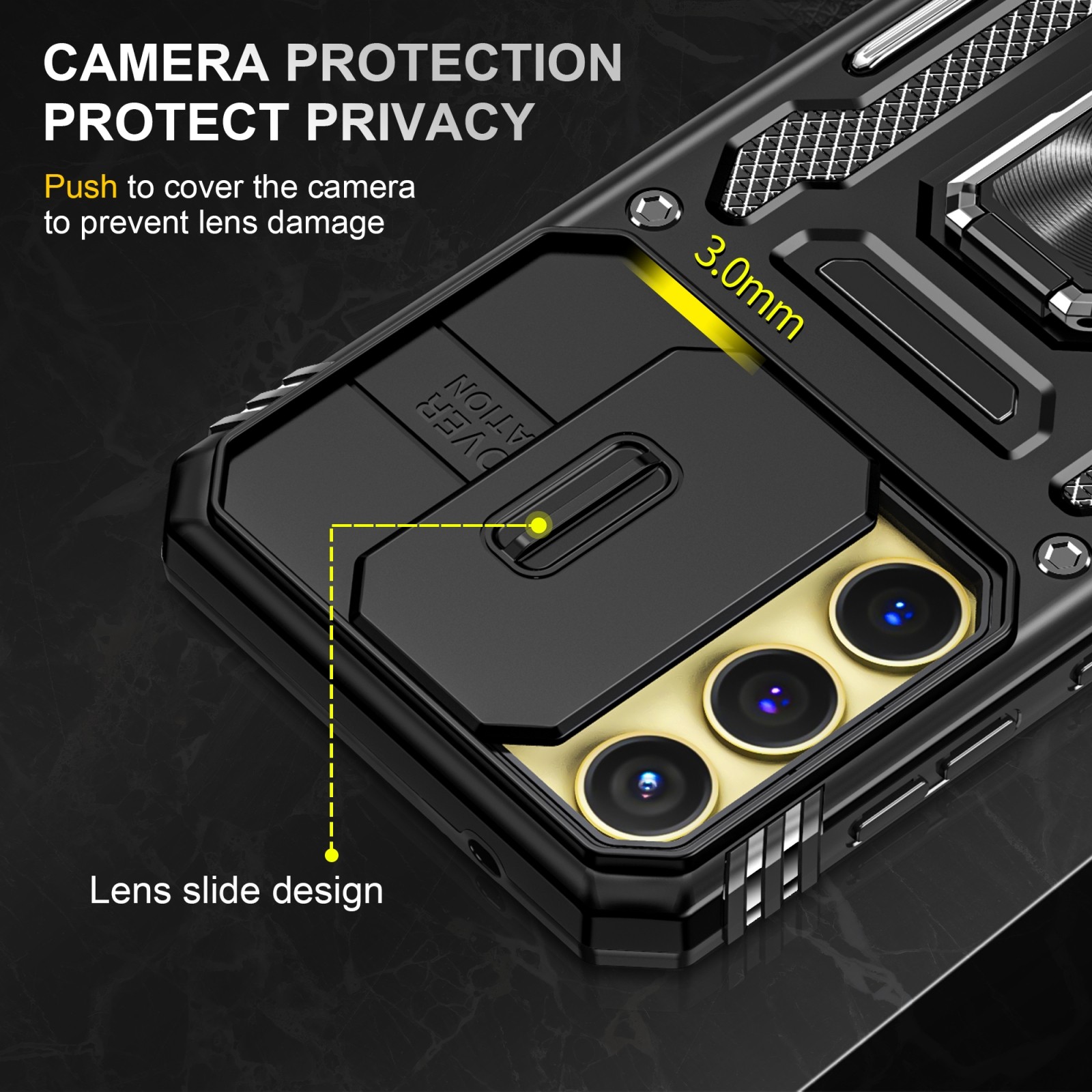 Forcell Samsung Galaxy A35 5G / A55 5G Armor Camera Shield with Stand Θήκη Σκληρή - Black