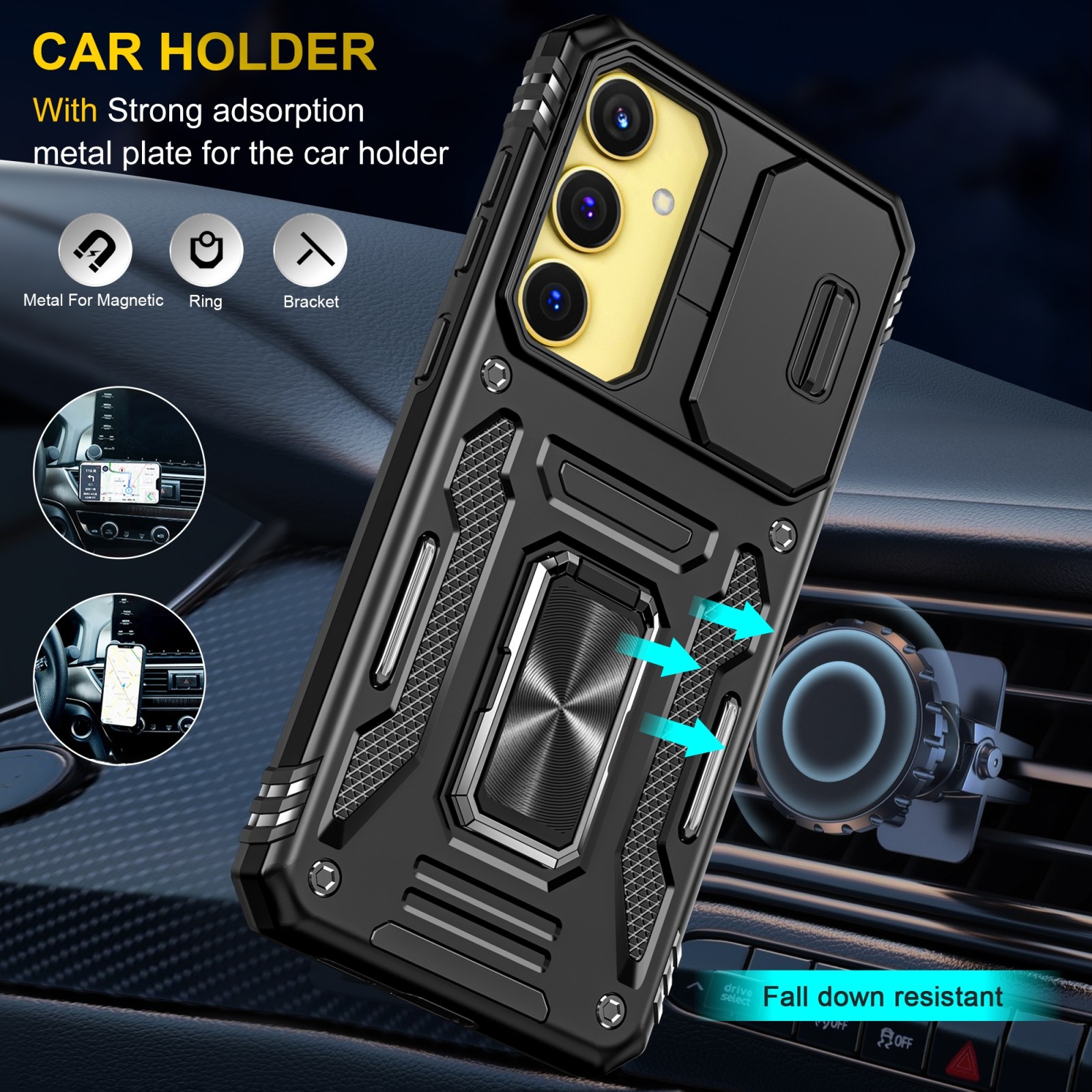 Forcell Samsung Galaxy A35 5G / A55 5G Armor Camera Shield with Stand Θήκη Σκληρή - Black